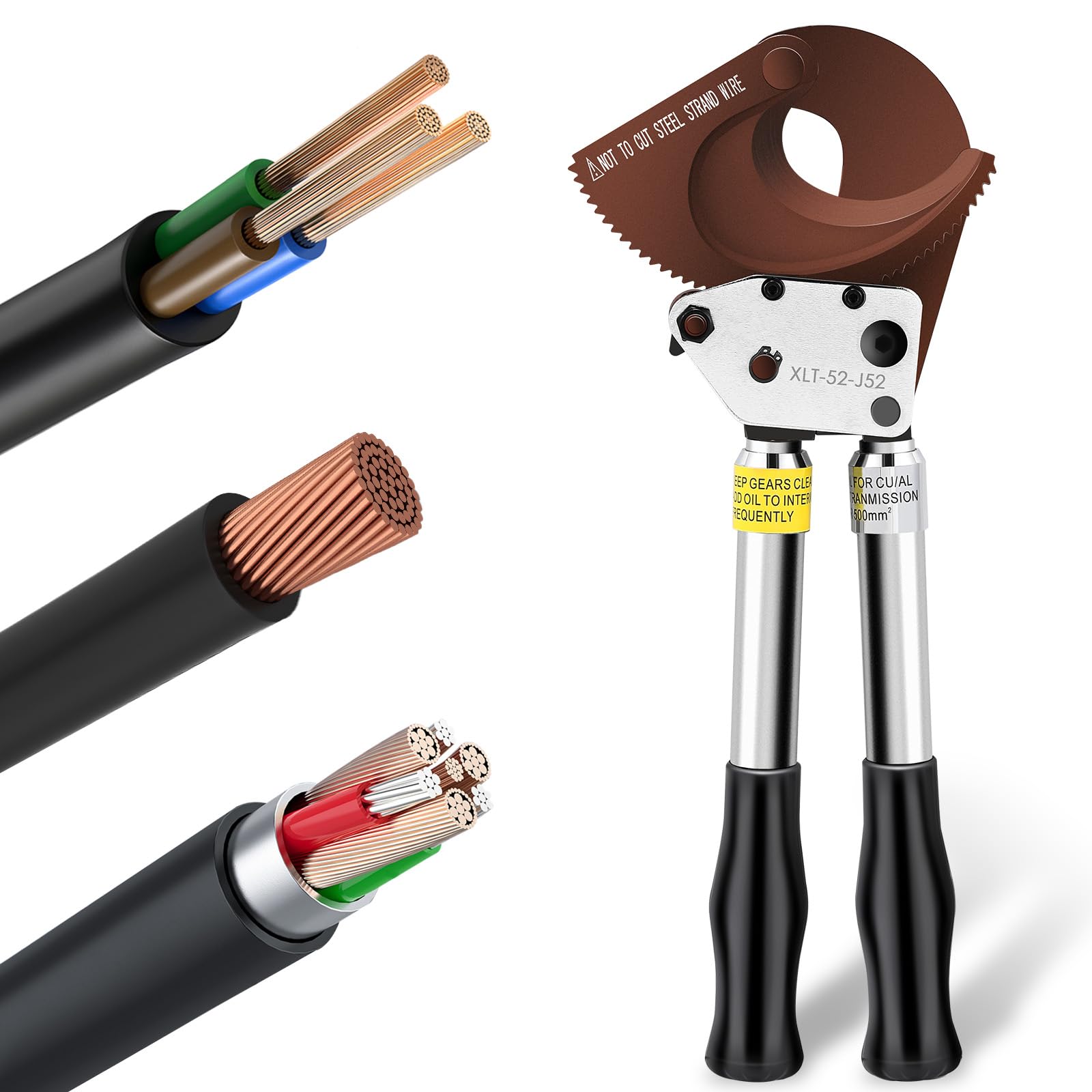 NEWTRY Taglierina Cavi a Cricchetto 500mm²