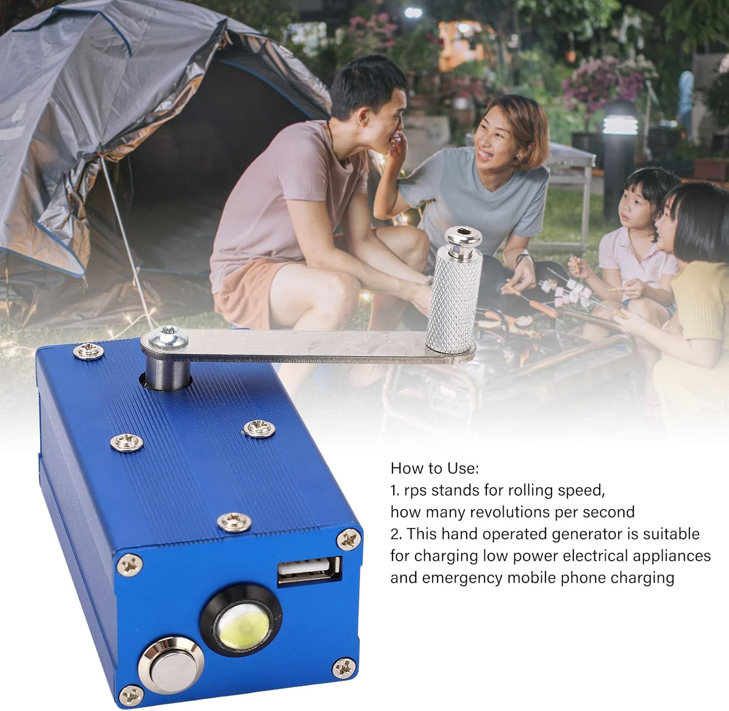 Generatore a Manovella con Luce COB e USB - immagine 2