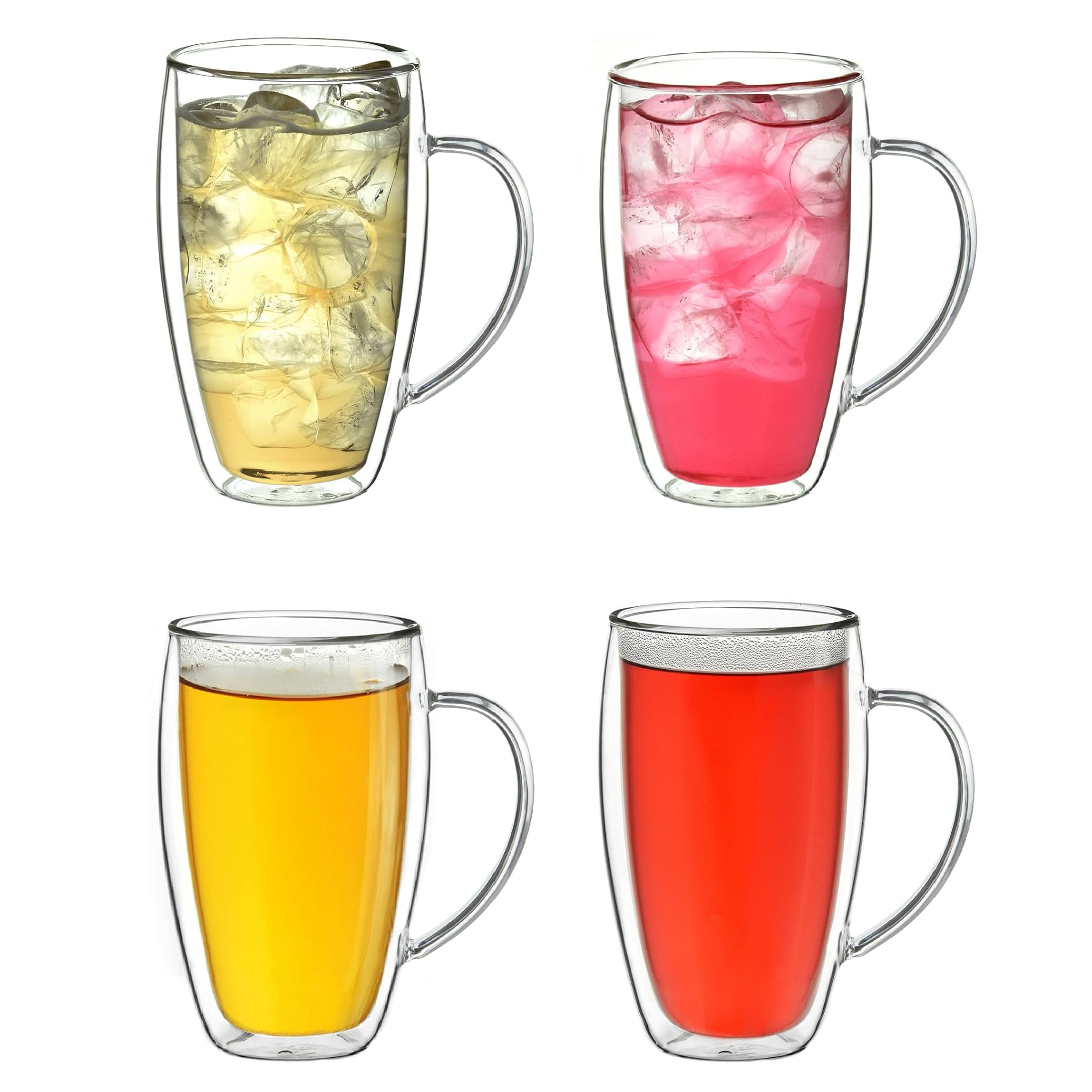 Creano Tazze in Vetro Termico Doppia Parete 400ml