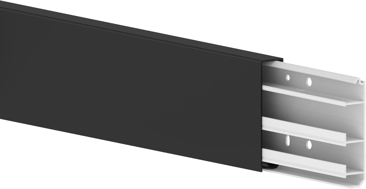 Cable Coach - Battiscopa con Canalina per Cavi 80mm, Nero - immagine 1