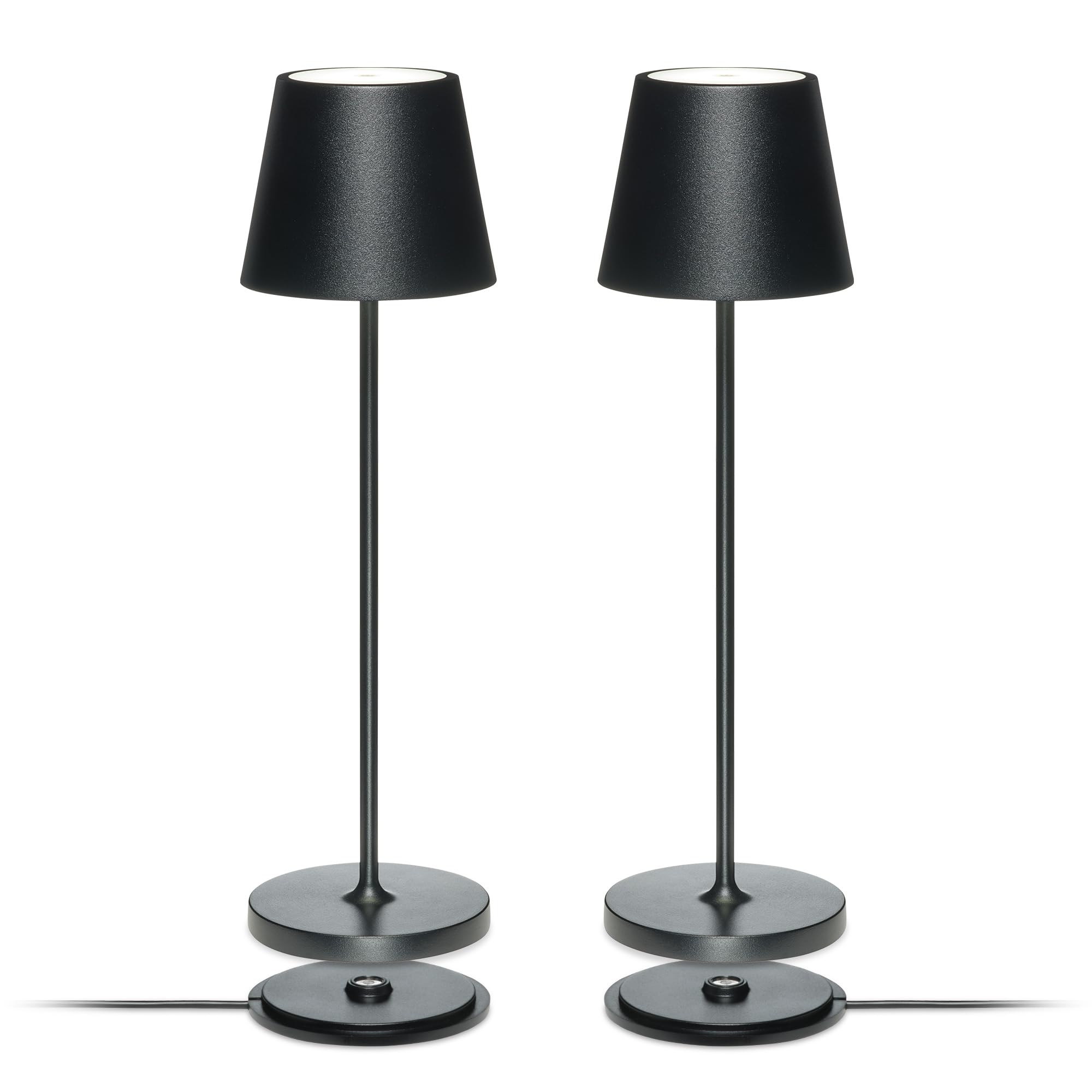 SuzieV Lampada LED da Tavolo Ricaricabile, Metal Black (2pz)