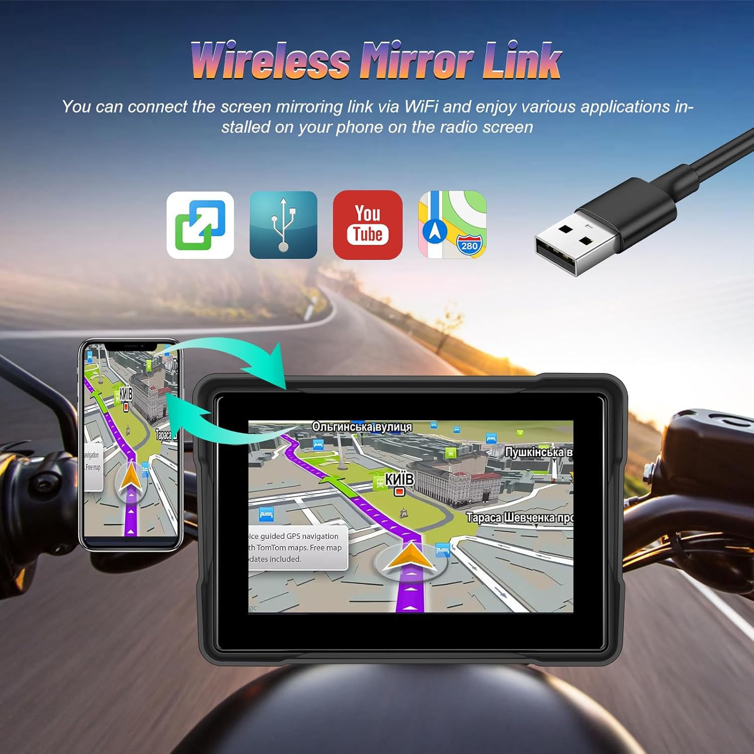 Schermo CarPlay Portatile 5" IP67 con Android Auto - immagine 3