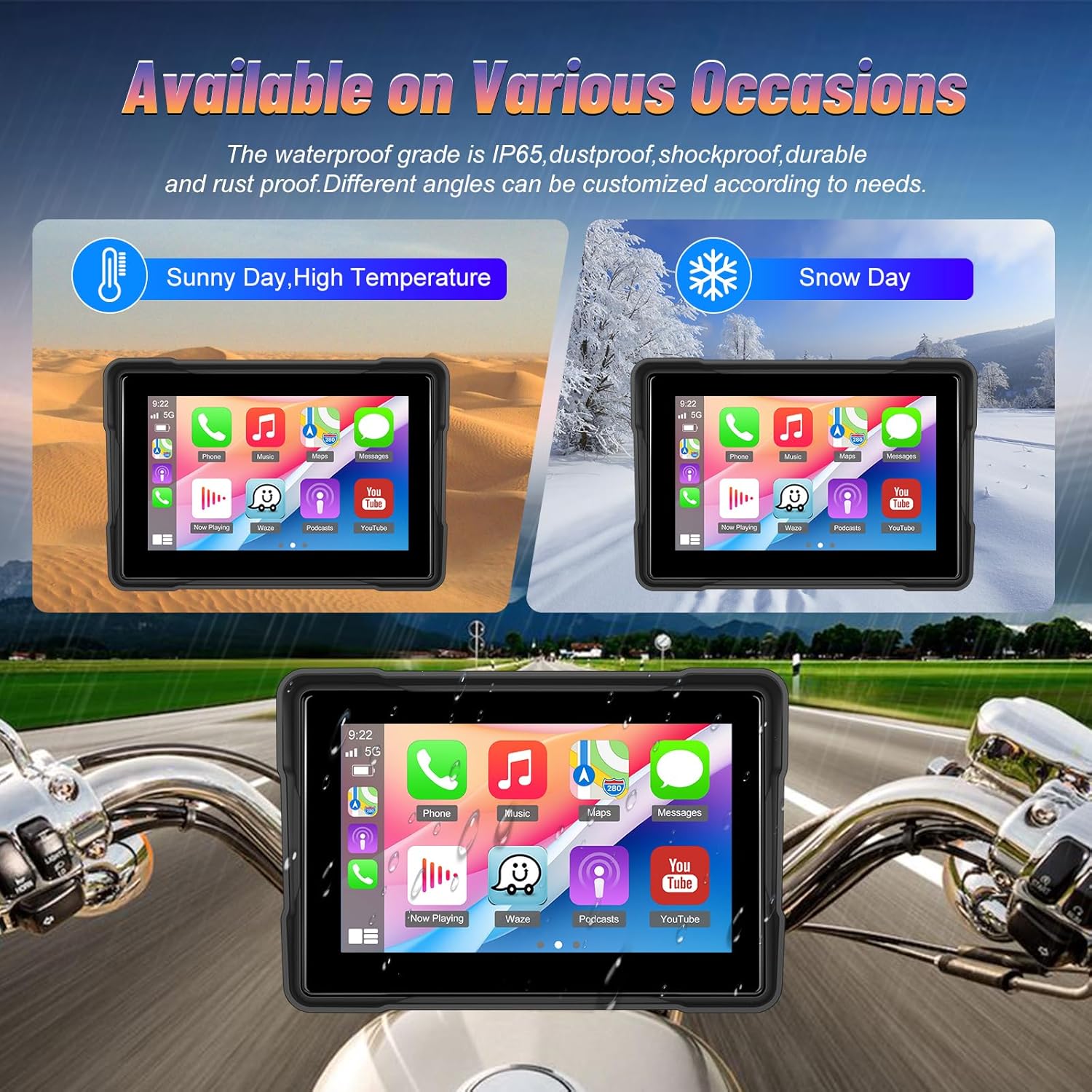 Schermo CarPlay Portatile 5" IP67 con Android Auto - immagine 4