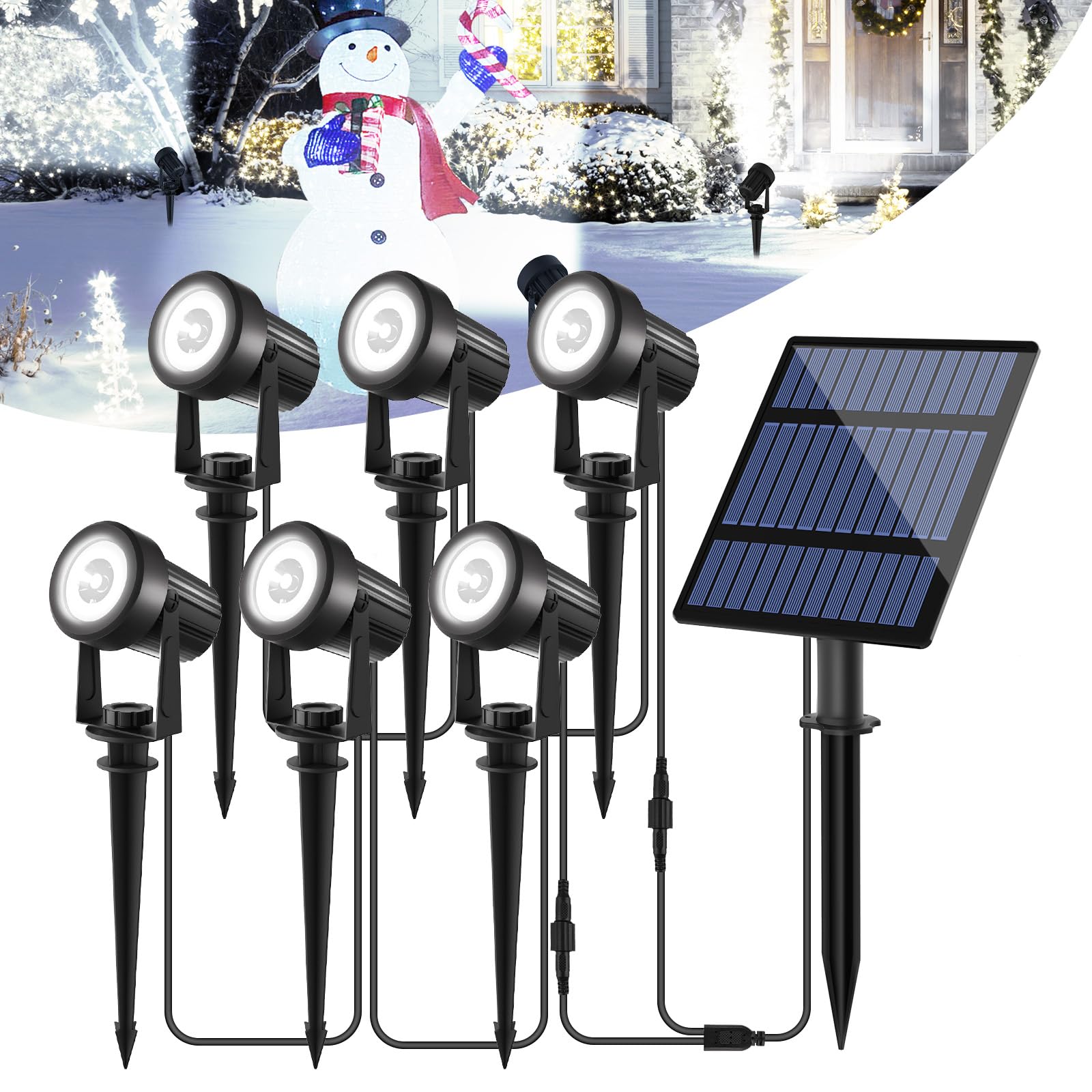 T-SUNUS Lampade Solari da Giardino IP65 6000K (6 in 1)