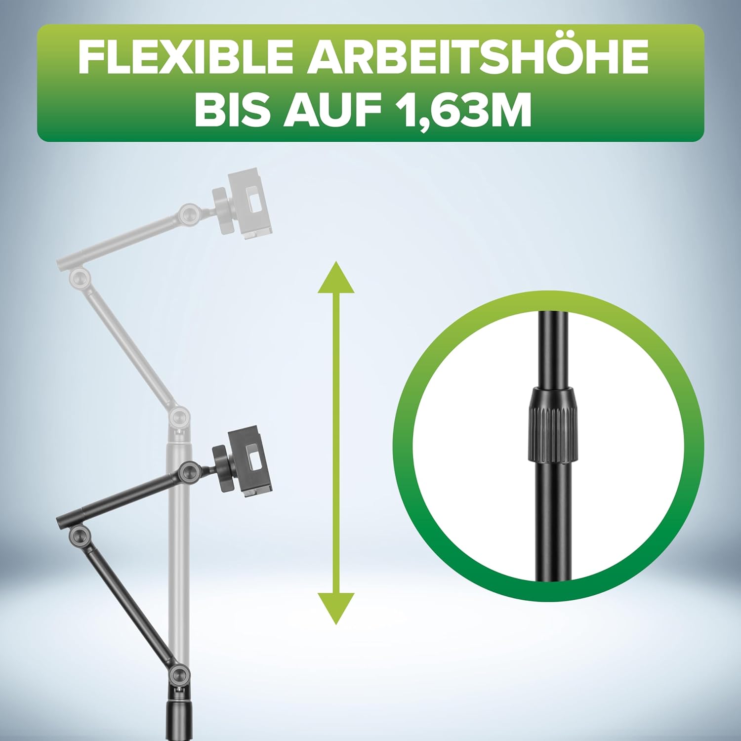 Inline Supporto Tablet Universale con Base in Metallo, Nero - immagine 2