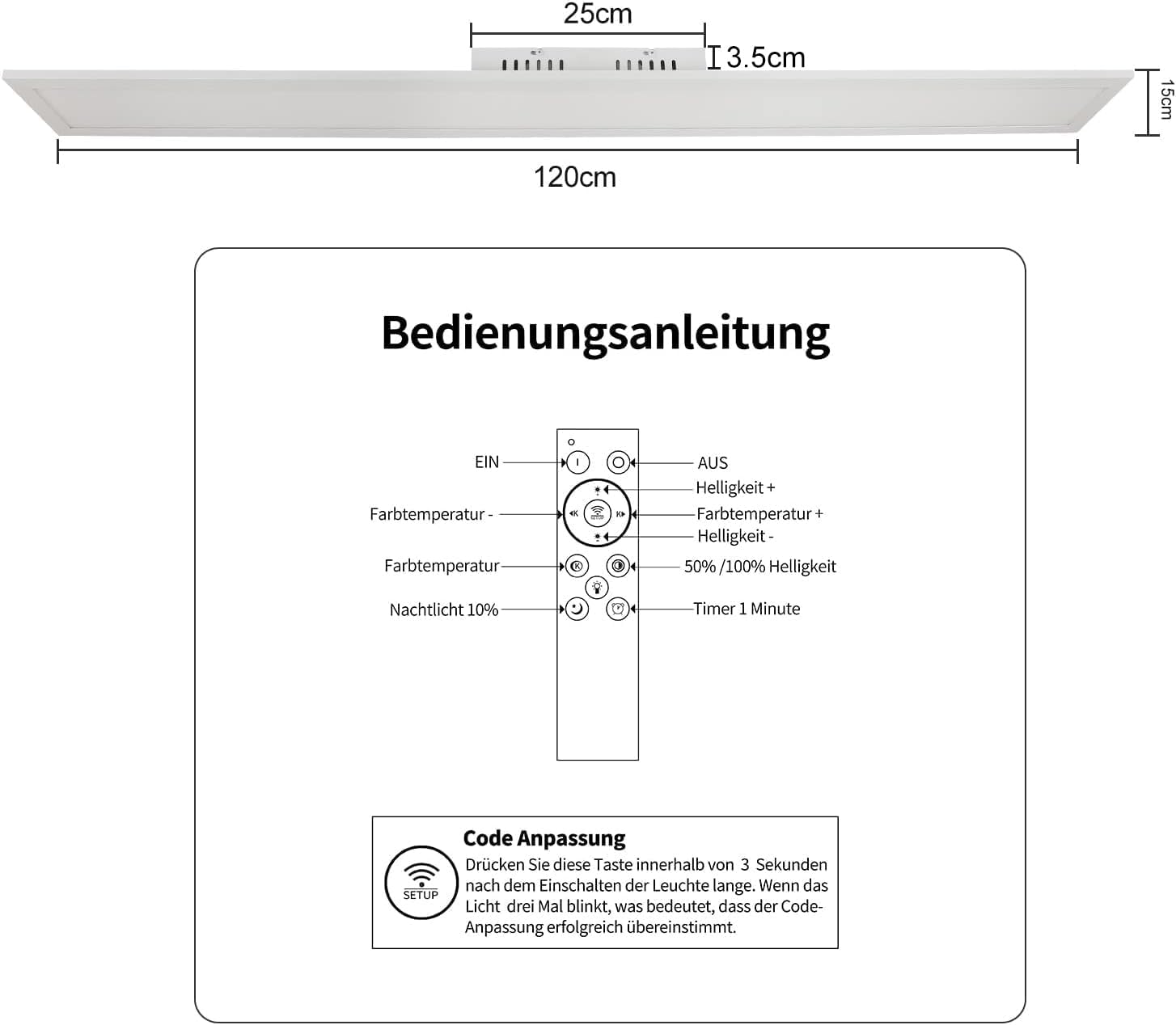 Plafonnier LED Panneau Dimmerabile 120x15cm 42W - immagine 9