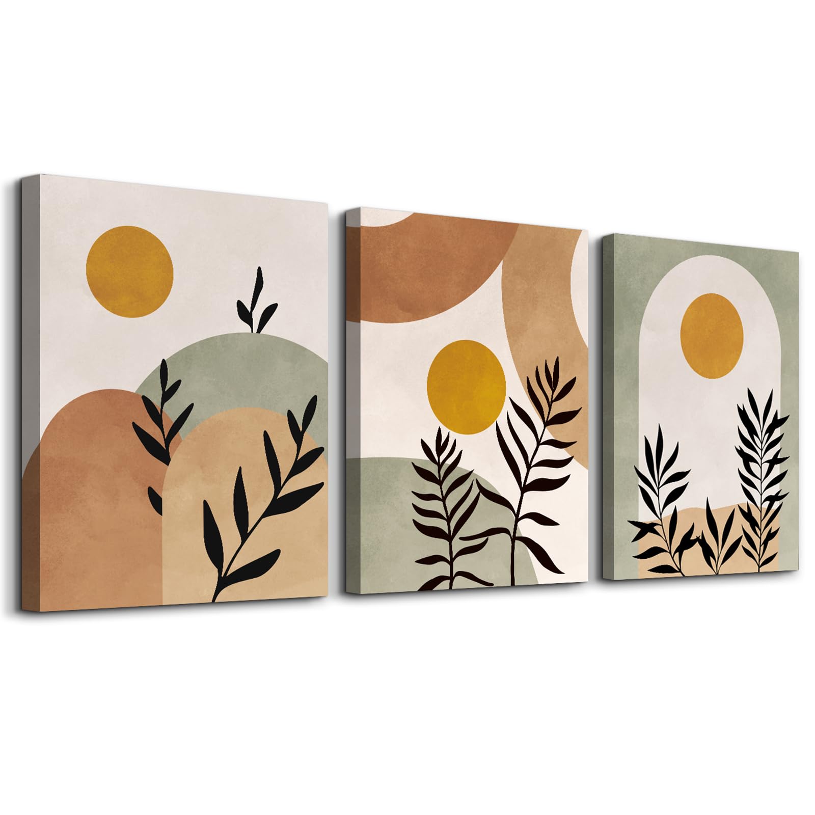 hyidecorart Quadri Boho Soggiorno Arancione e Verde