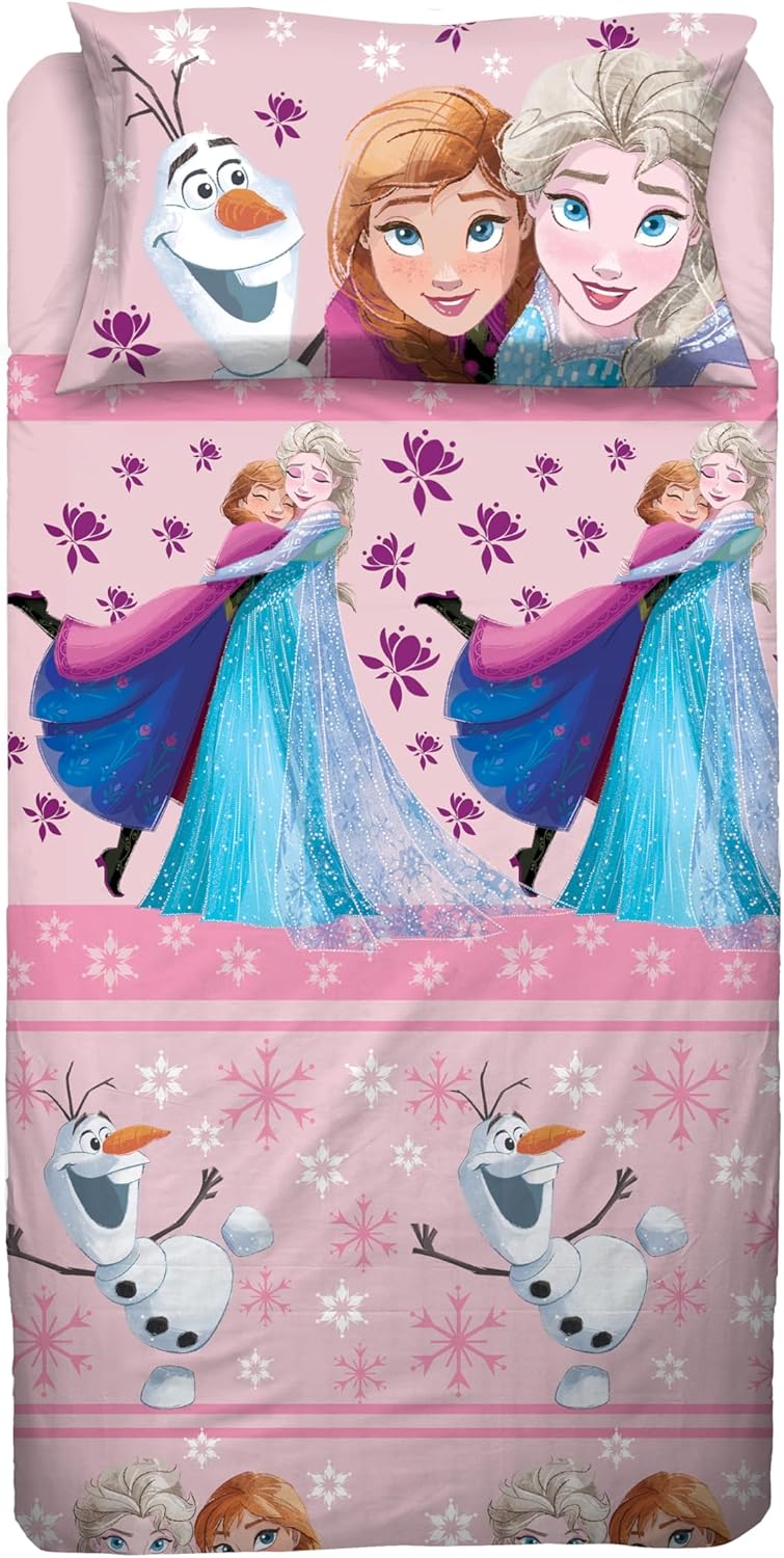 Frozen Set Lenzuolo Letto Singolo Disney, Rosa - immagine 1