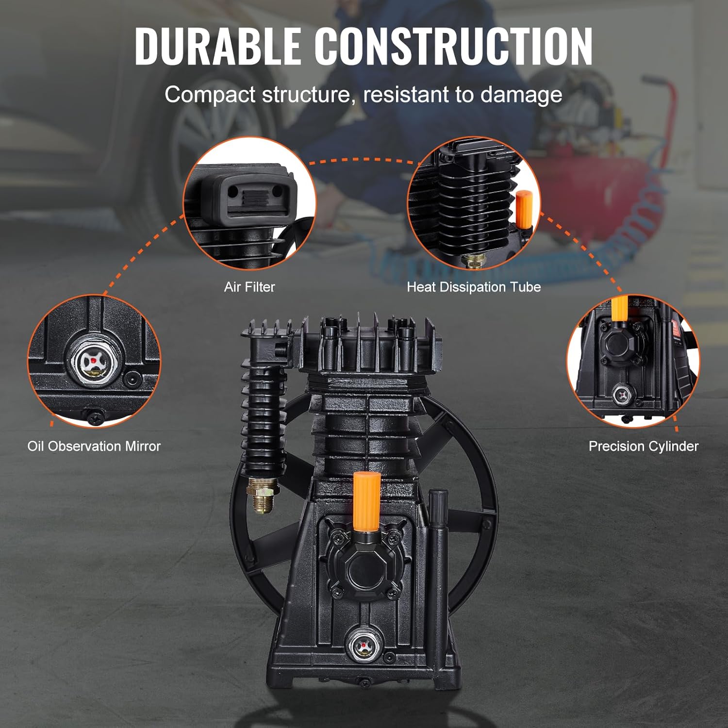 Vevor Testa Pompa Compressore d'Aria 3HP, 2 Cilindri - immagine 5