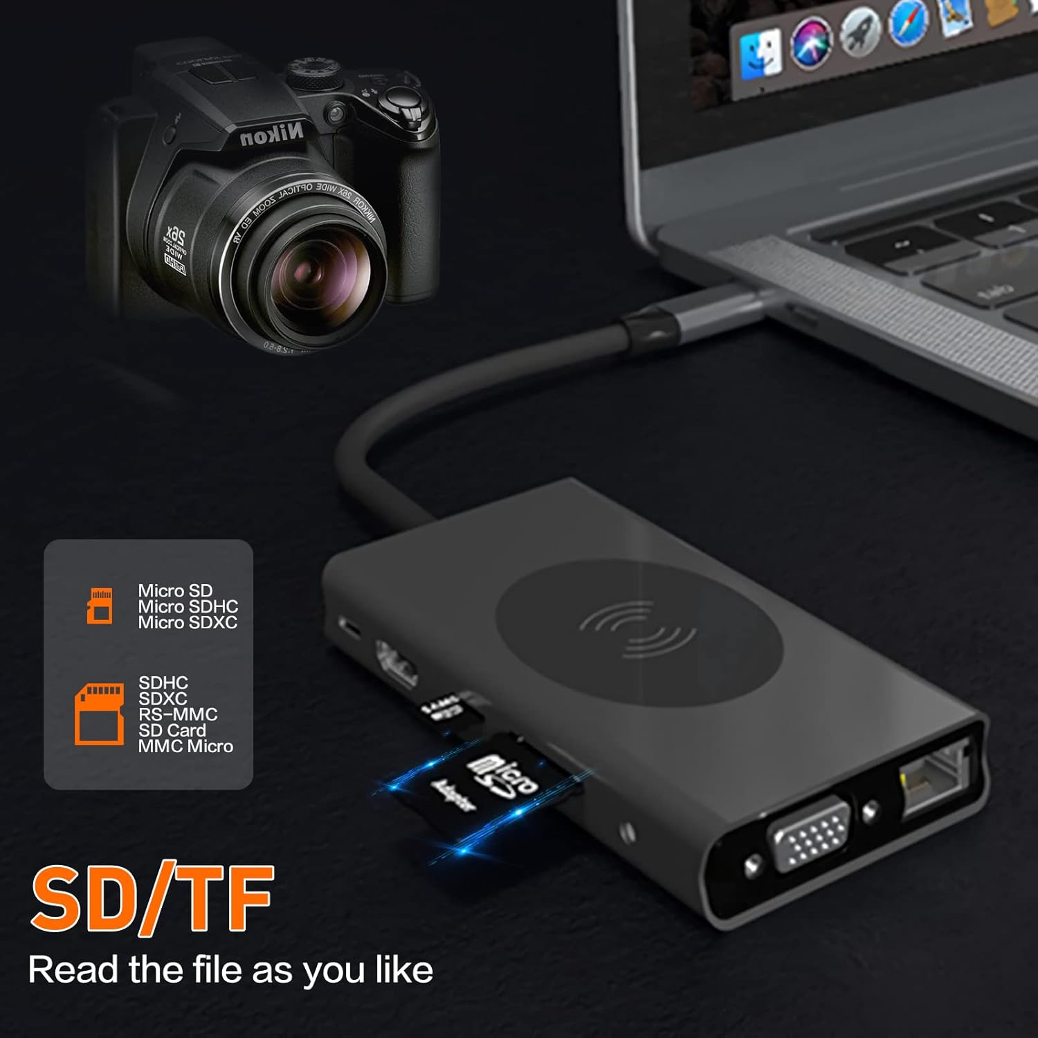 HUB USB-C 13 in 1 con Ricarica Wireless e PD 100W - immagine 7