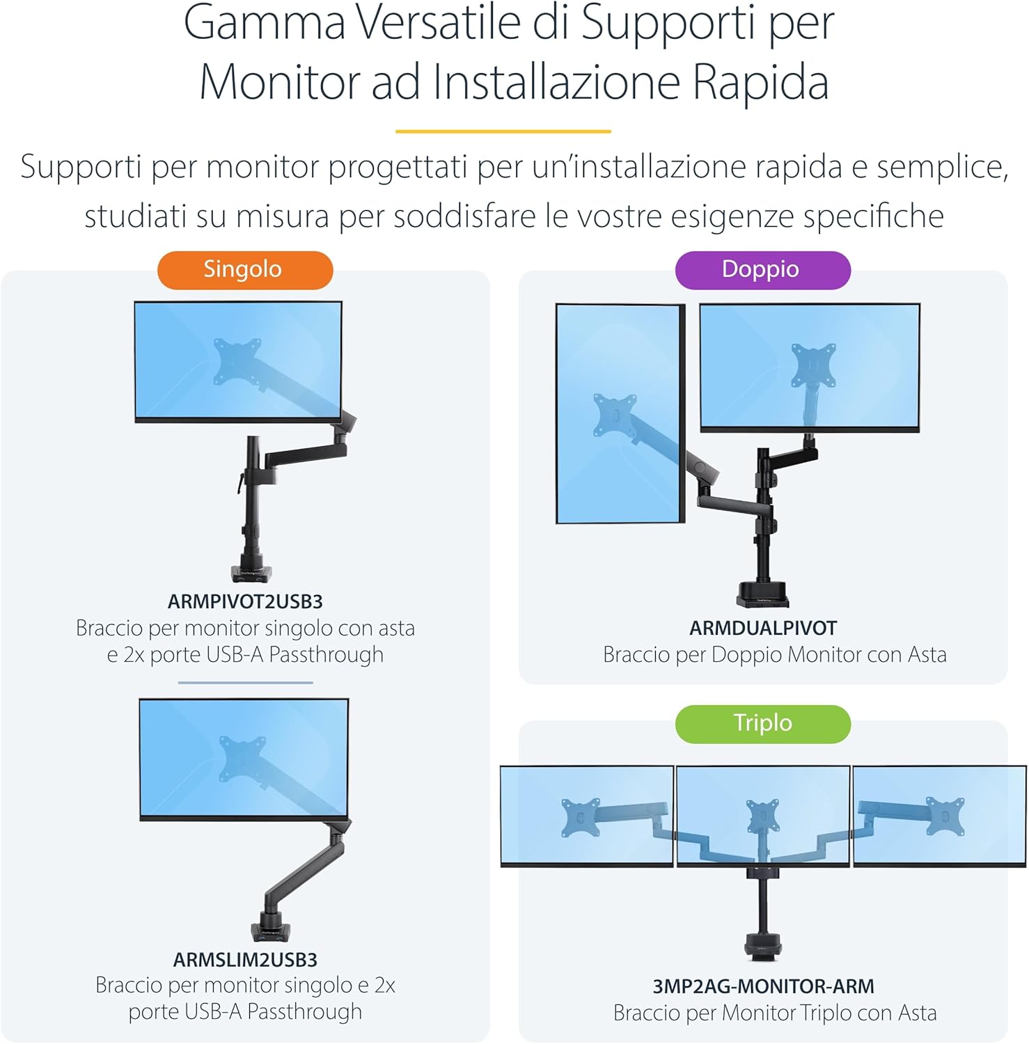 Startech.com Supporto per Tre Monitor 27″ - immagine 7