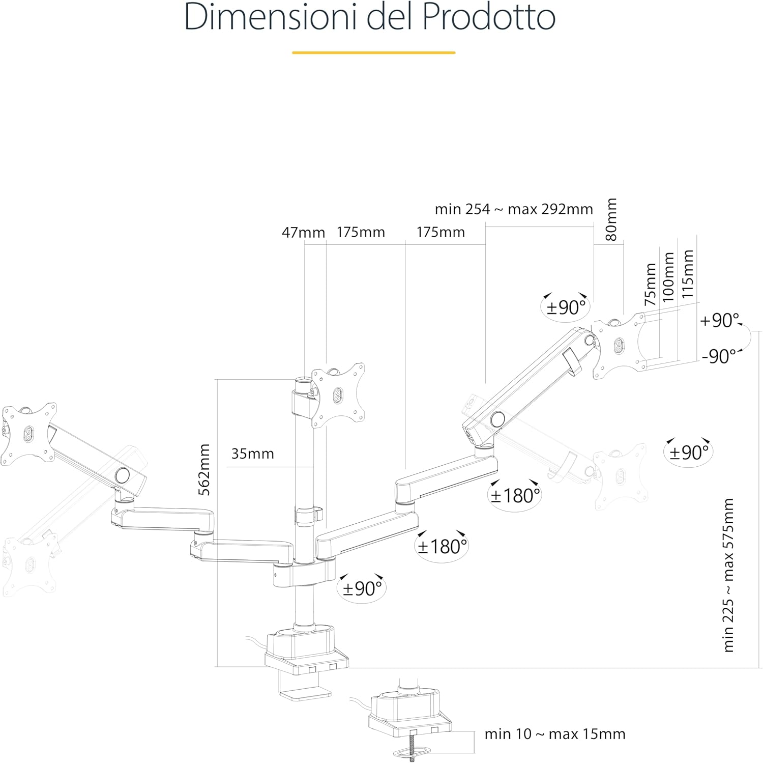 Startech.com Supporto per Tre Monitor 27″ - immagine 8
