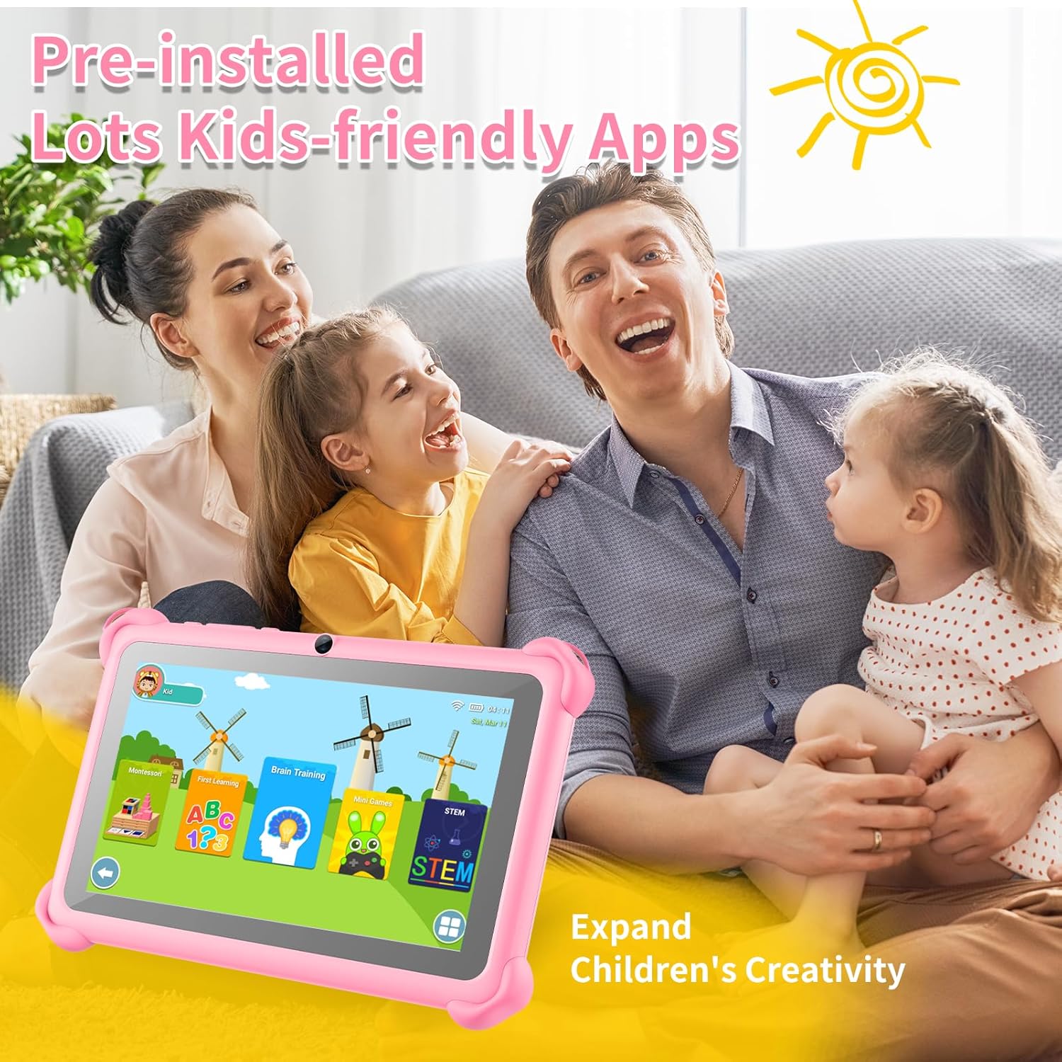 Tablet per Bambini con Custodia - Android Rosa - immagine 4