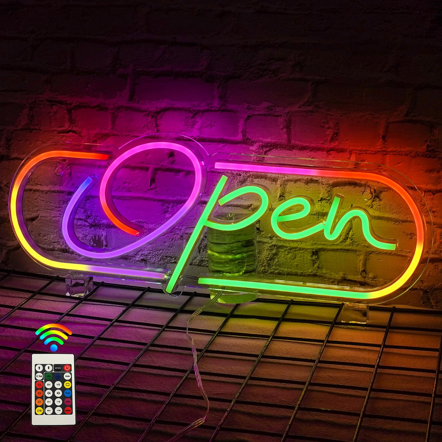 Looklight Insegna Neon LED 'Open' per Negozi