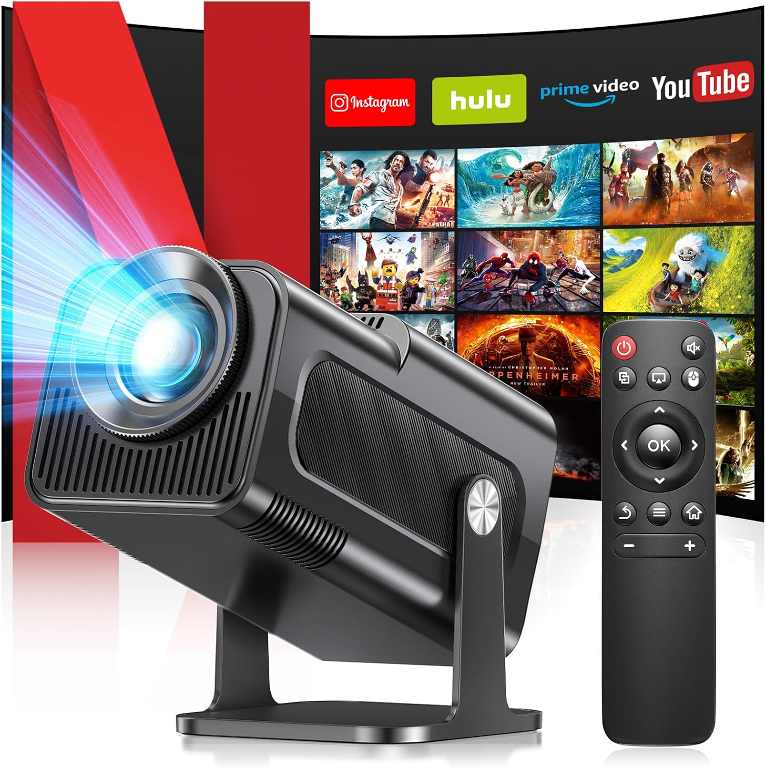 Mini Proiettore Portatile con WiFi 6 e BT5.4, Nero - immagine 1