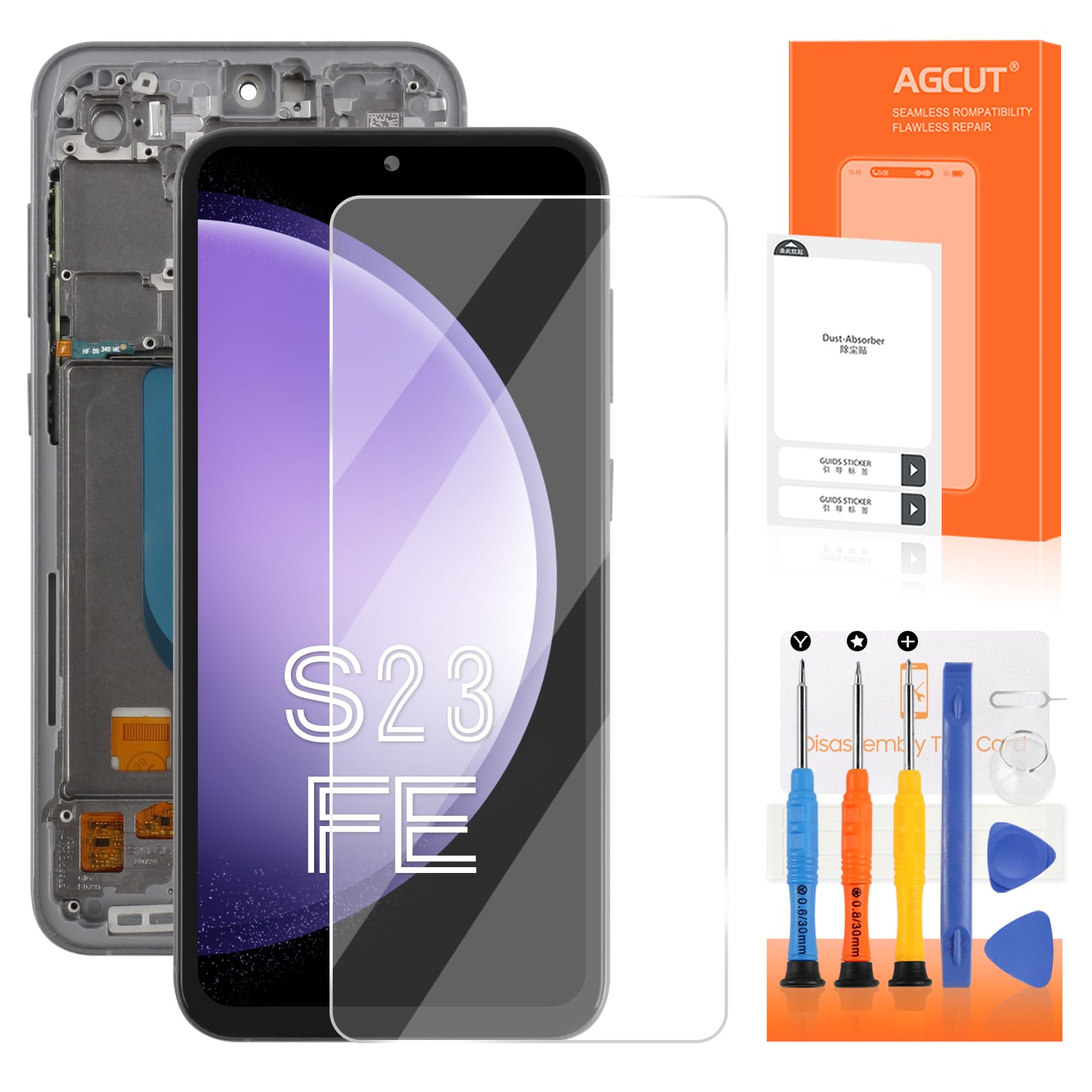 AGCUT Display LCD per Samsung S23 FE 6,4 Pollici, Nero con Telaio