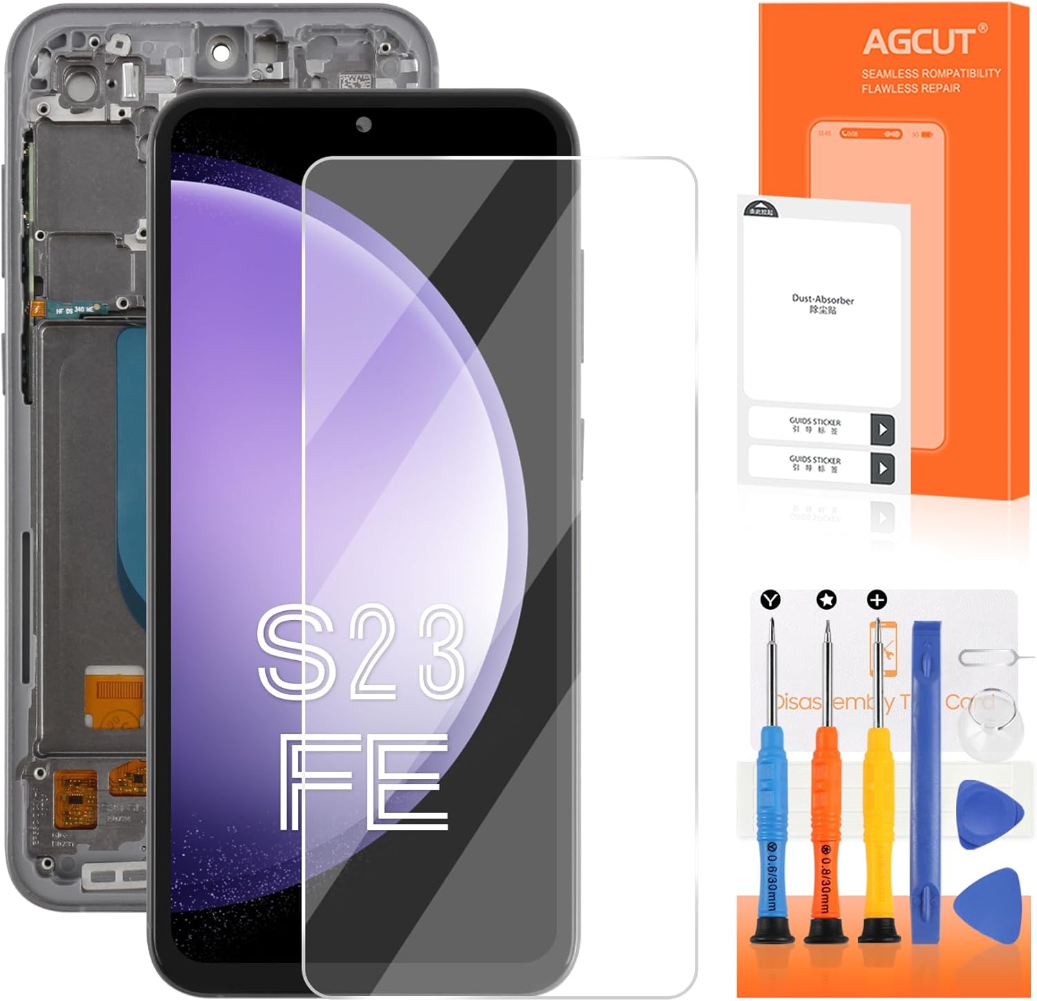 AGCUT Display LCD per Samsung S23 FE 6,4 Pollici, Nero con Telaio - immagine 1