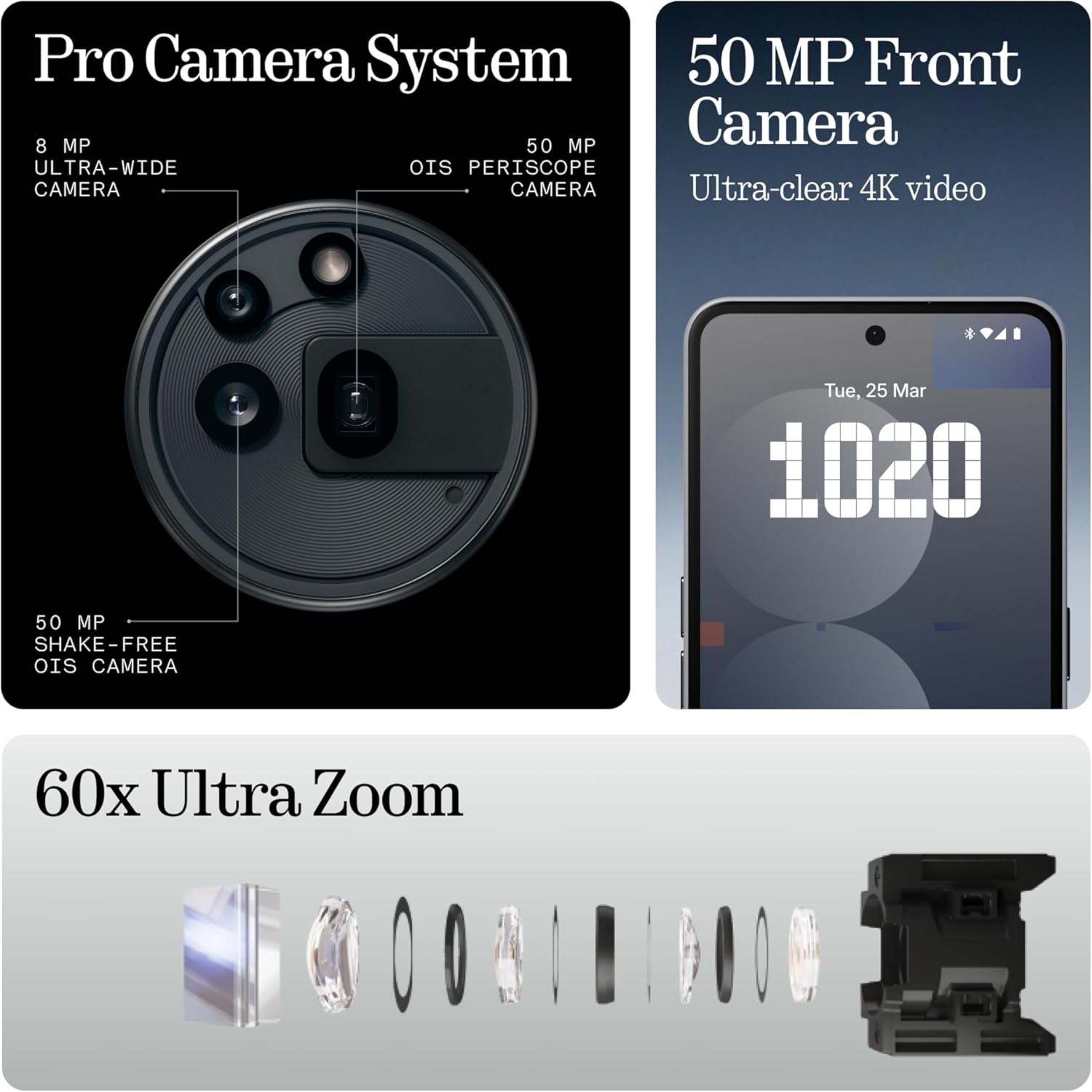 Nothing Phone (3a) Pro 256 GB - Smartphone 5G Android Nero - immagine 4