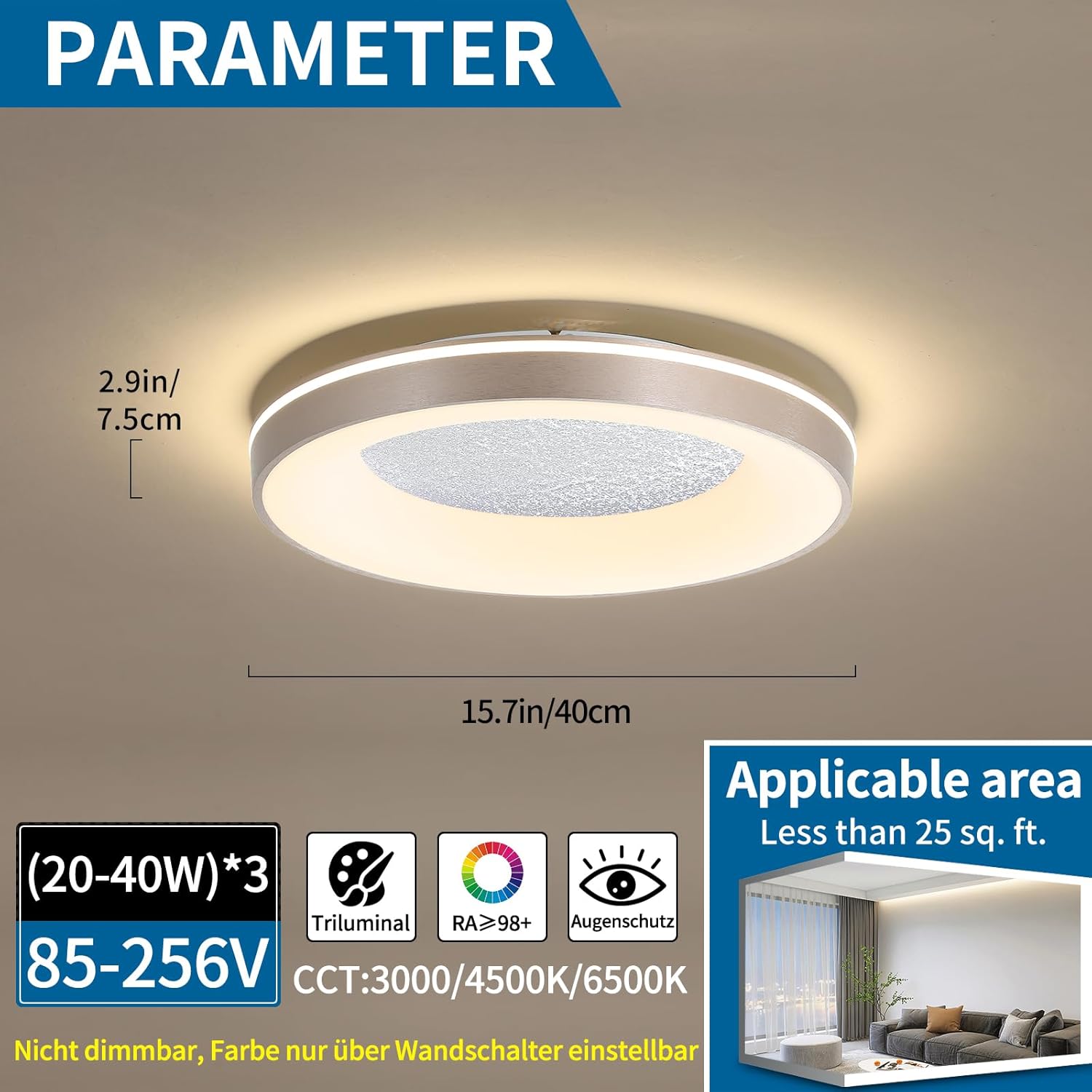 Mikeru Lampada da Soffitto ad Anello 40cm Oro Rosa - immagine 2