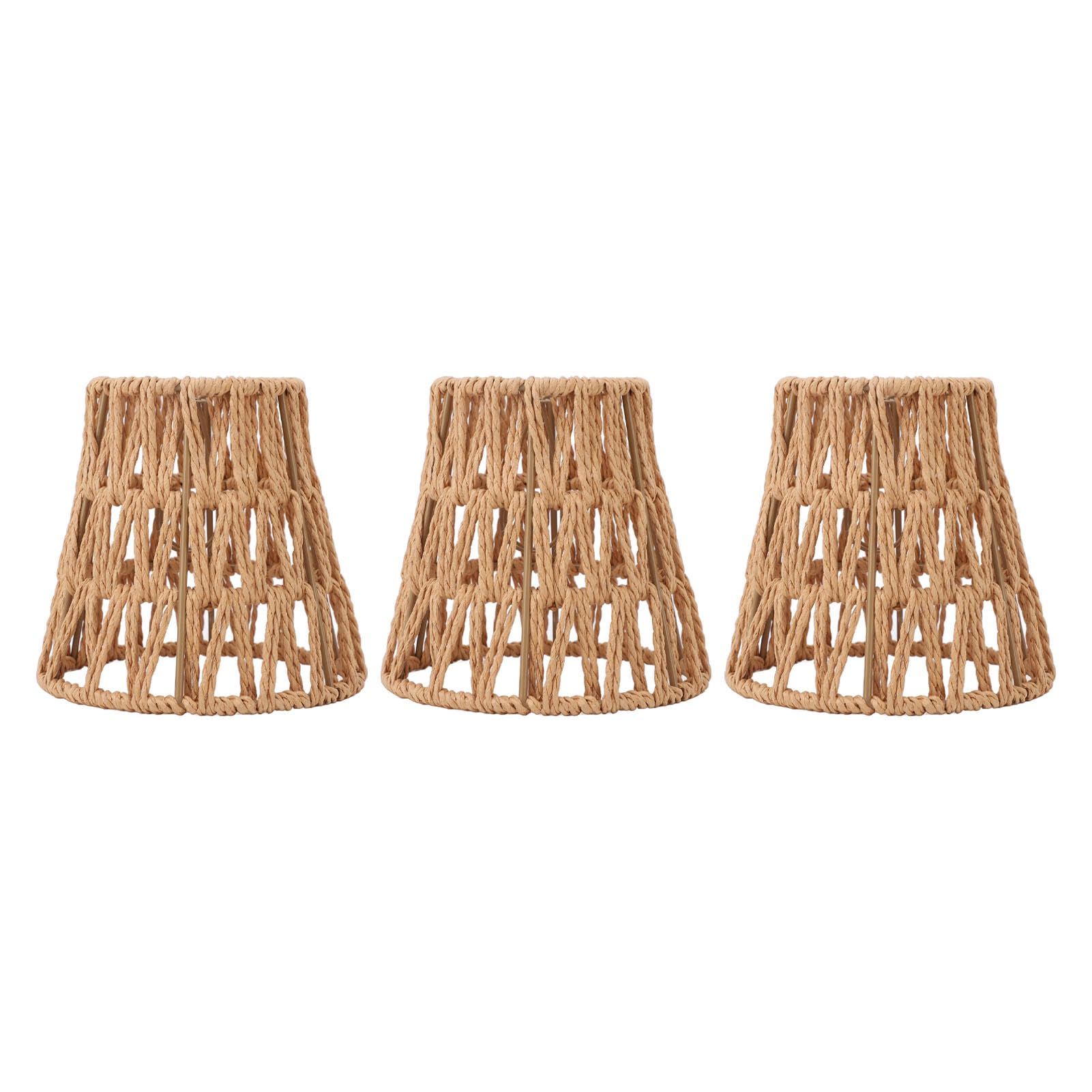 3 Paralumi in Rattan E14 con Clip, Boho Piccoli