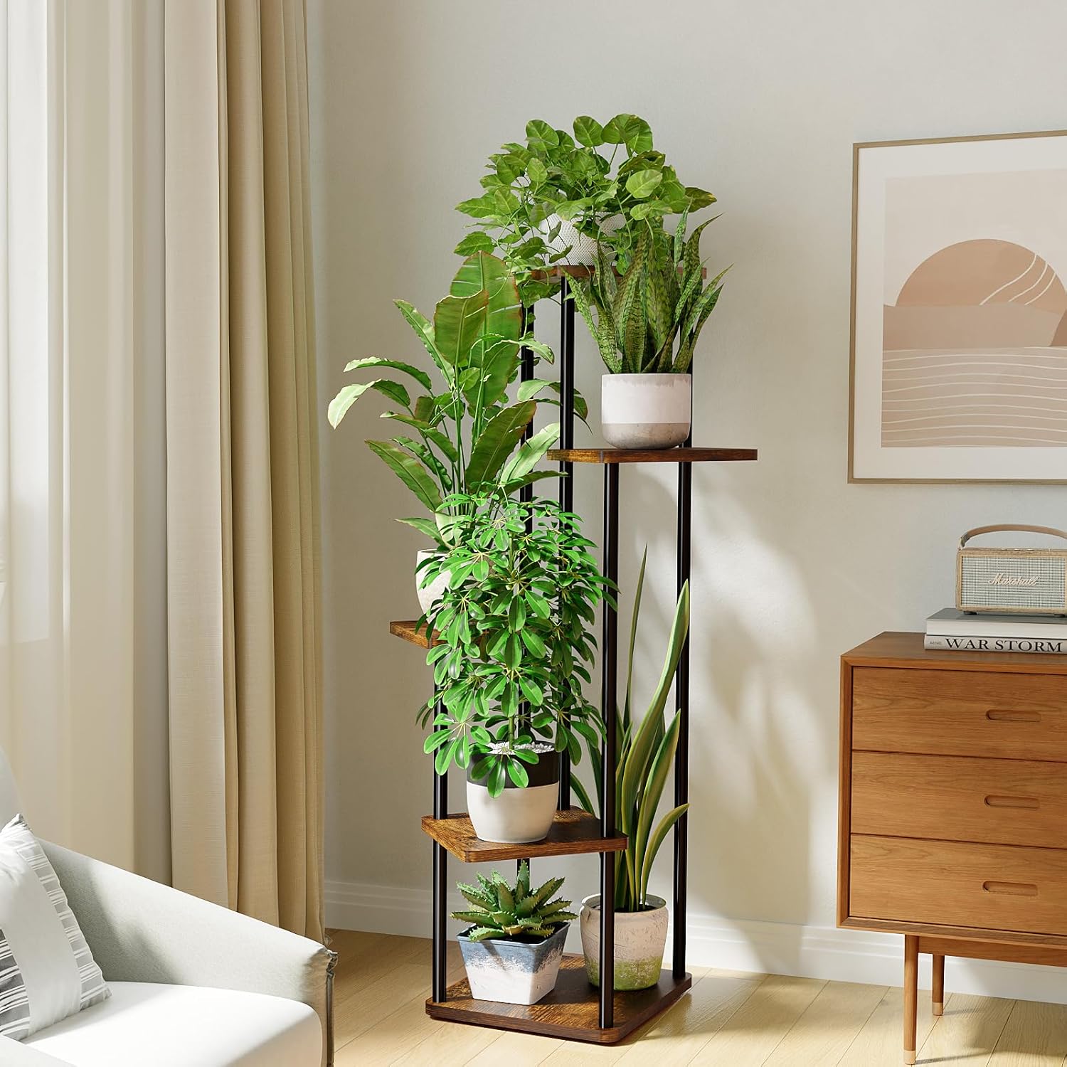 Bamworld Porta Piante 5 Piani in Metallo Marrone - immagine 2