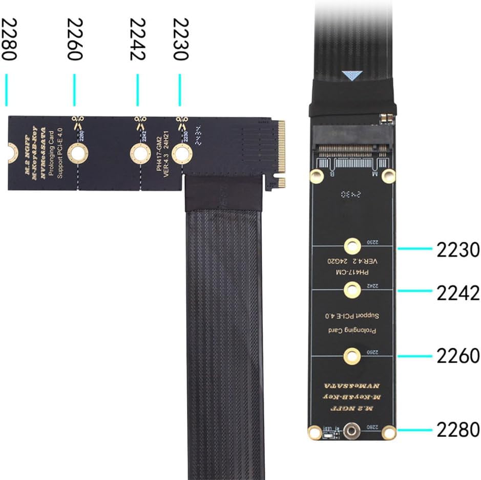 xiwai NGFF M-Key NVME SSD Extender Card con PCI-E 4.0 Cavo di prolunga ...