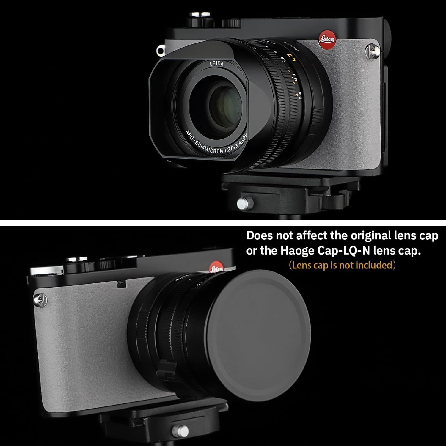 Haoge Paraluce quadrato in metallo per fotocamera Leica Q3 Q3-43 nero LH-LQ343B - immagine 3