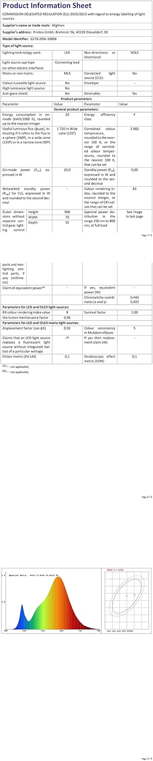 Klighten Lampada da Specchio Bagno 20W 90cm, IP44 - immagine 9