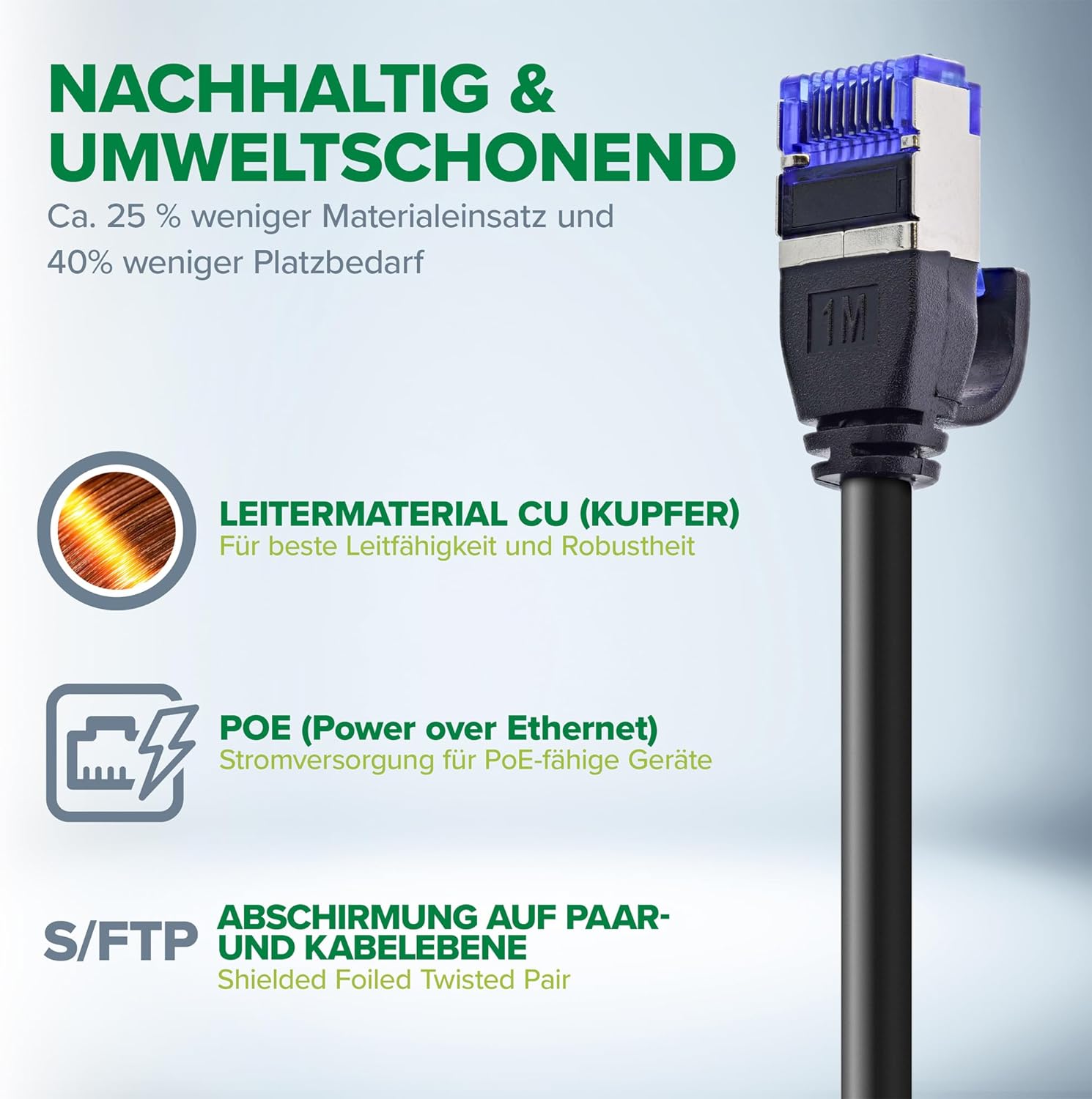 Inline® Cavo Patch Sottile Cat.6A S/FTP 30m, Grigio - immagine 3