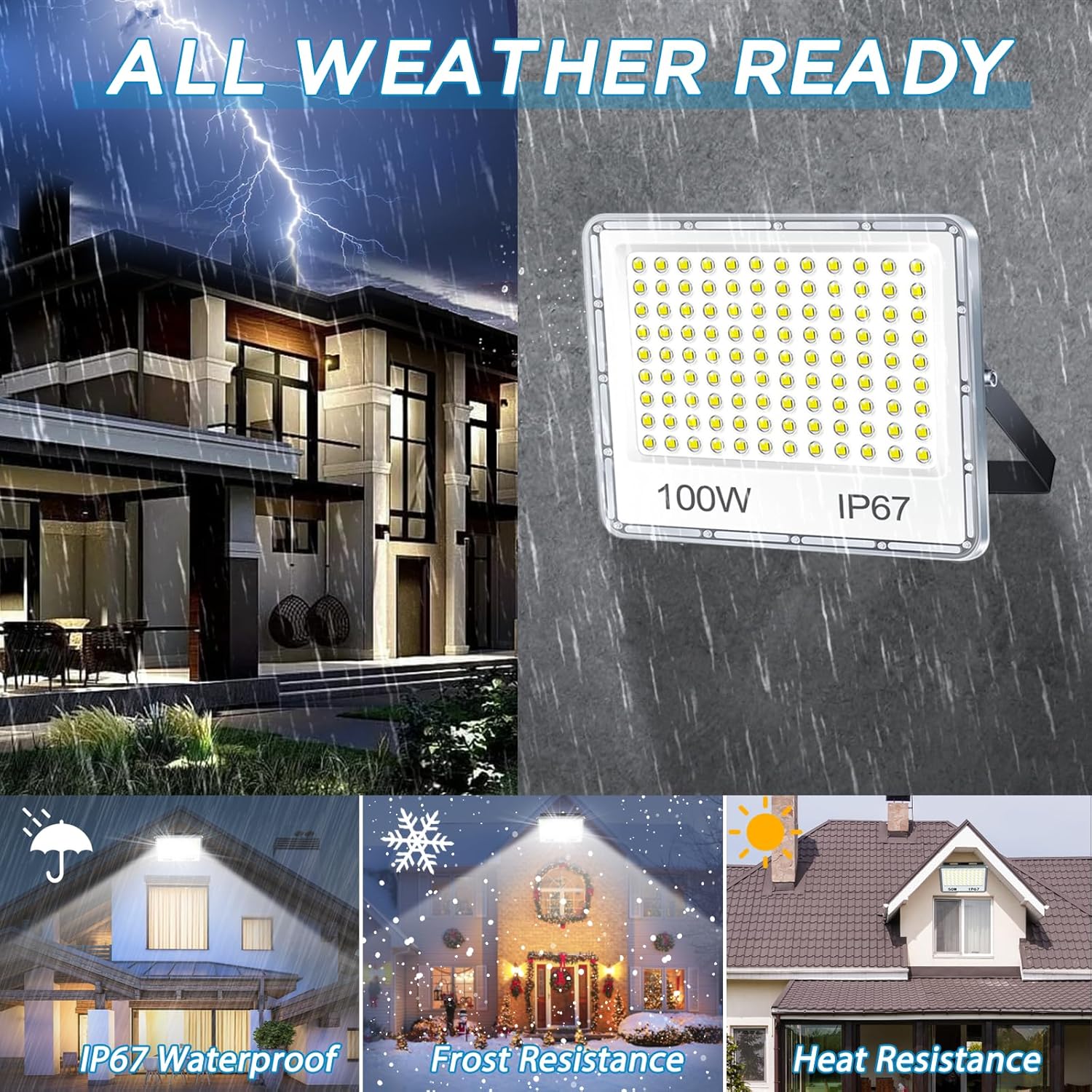 Tasinuo Faretto LED da Esterno 100W 2 Pezzi - immagine 3