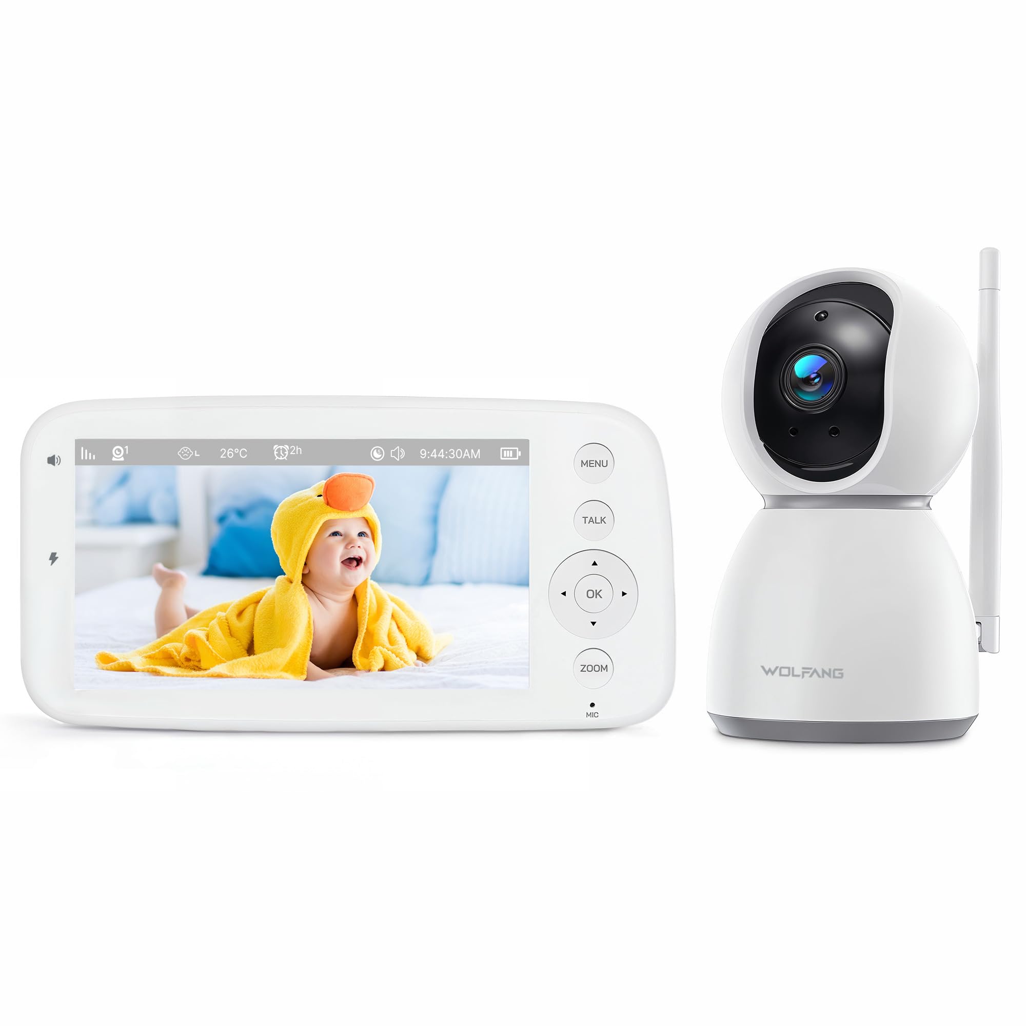 Wolfang Baby Monitor Video 5'' 720P con Telecamera 1080P