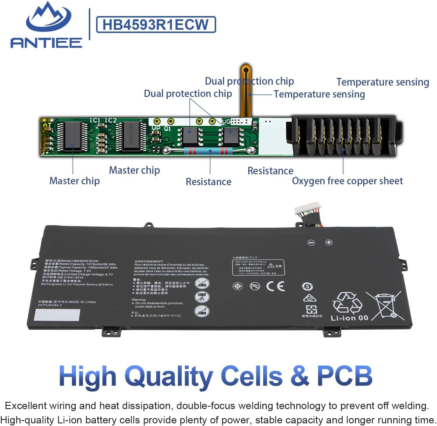Antiee HB4593R1ECW Batteria Laptop 57.4Wh - immagine 3
