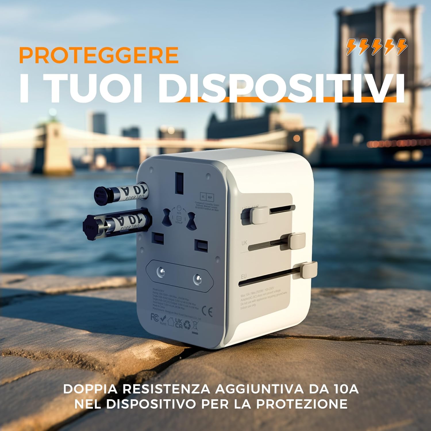 Tessan Adattatore Universale da Viaggio con 5 USB - immagine 5