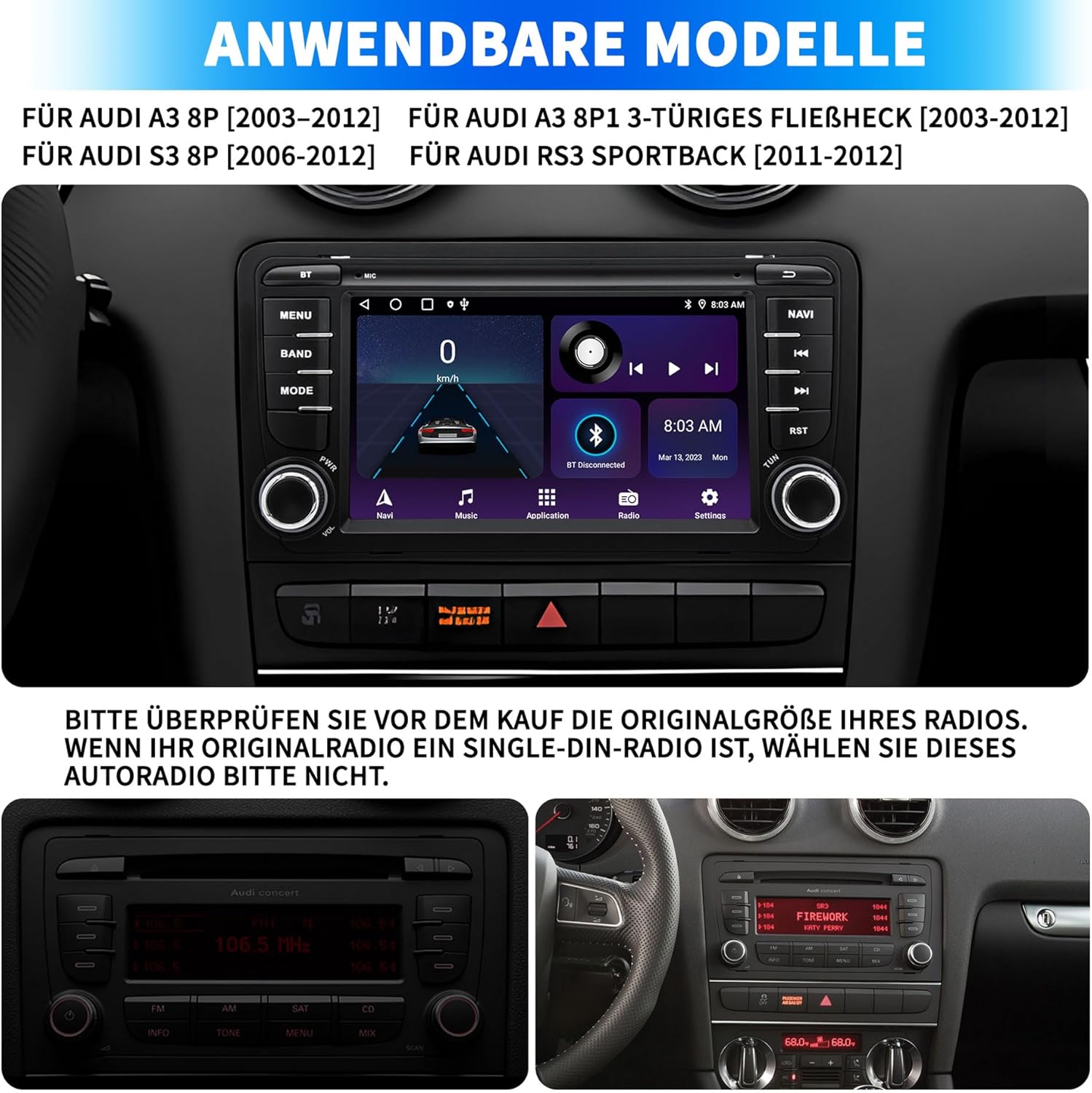 Autoradio Android 12 per Audi A3 S3 8P 2003-2012 - immagine 6