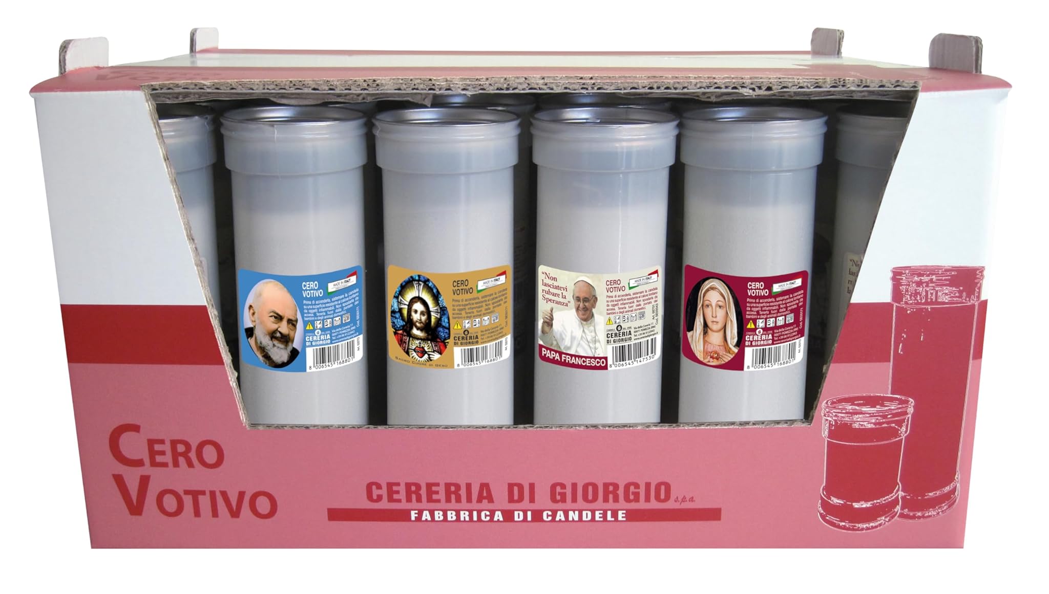 Cereria Di Giorgio - 30 Ceri Votivi Sacro Cuore P50 Bianco