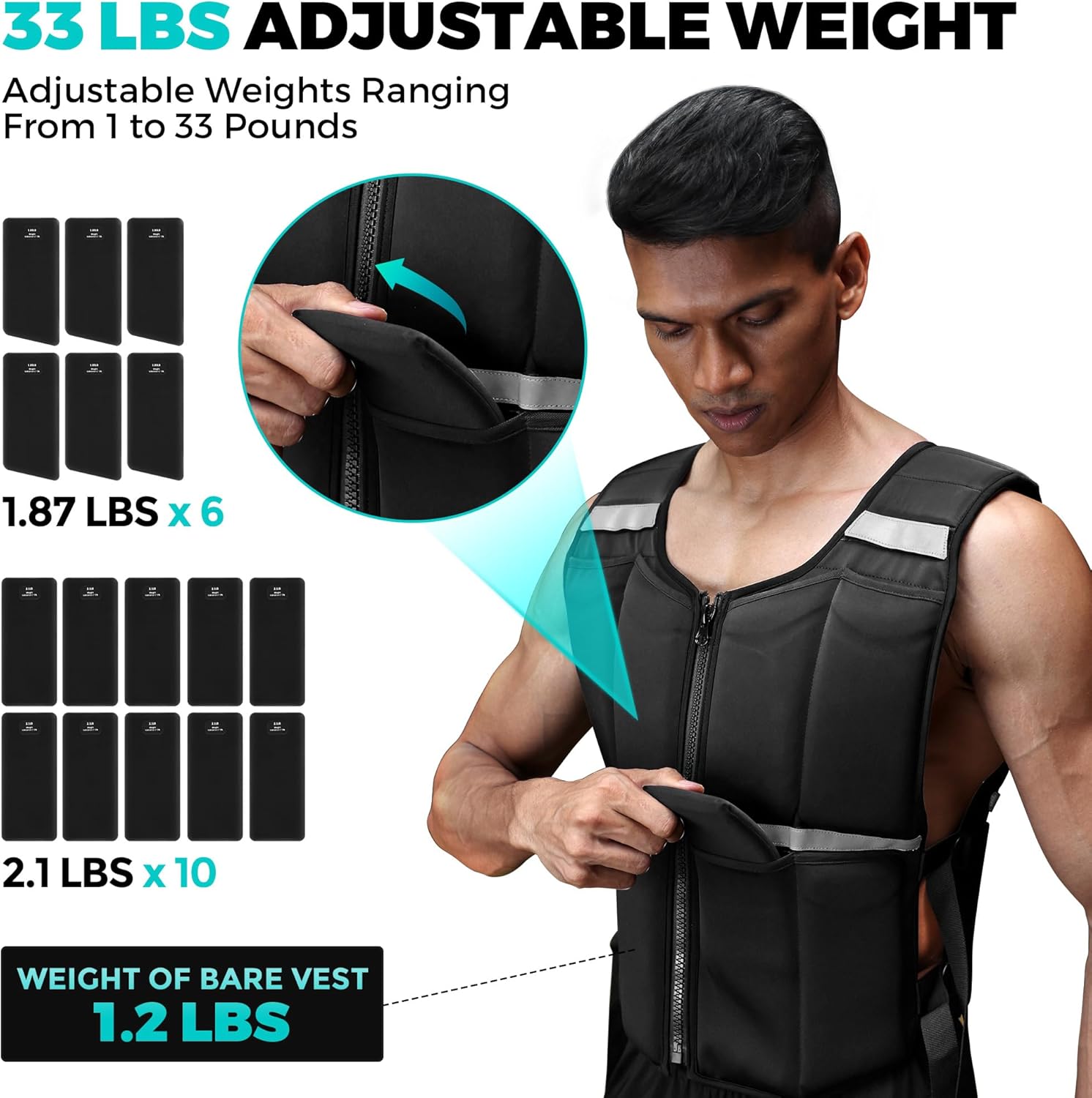 Onetwofit Gilet Ponderato Uomo Regolabile 20kg - immagine 5