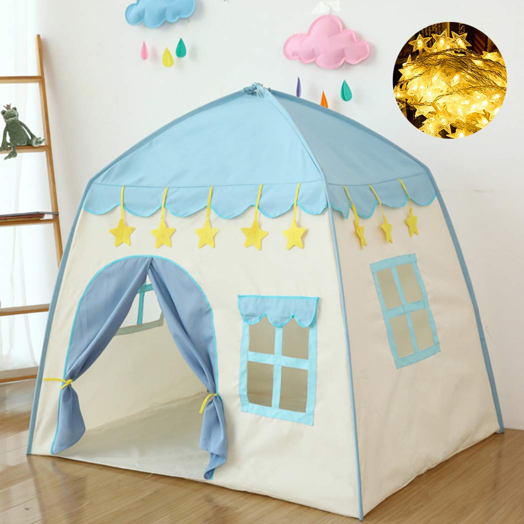 Tenda da Gioco per Bambini con Luci Stellari, Blu