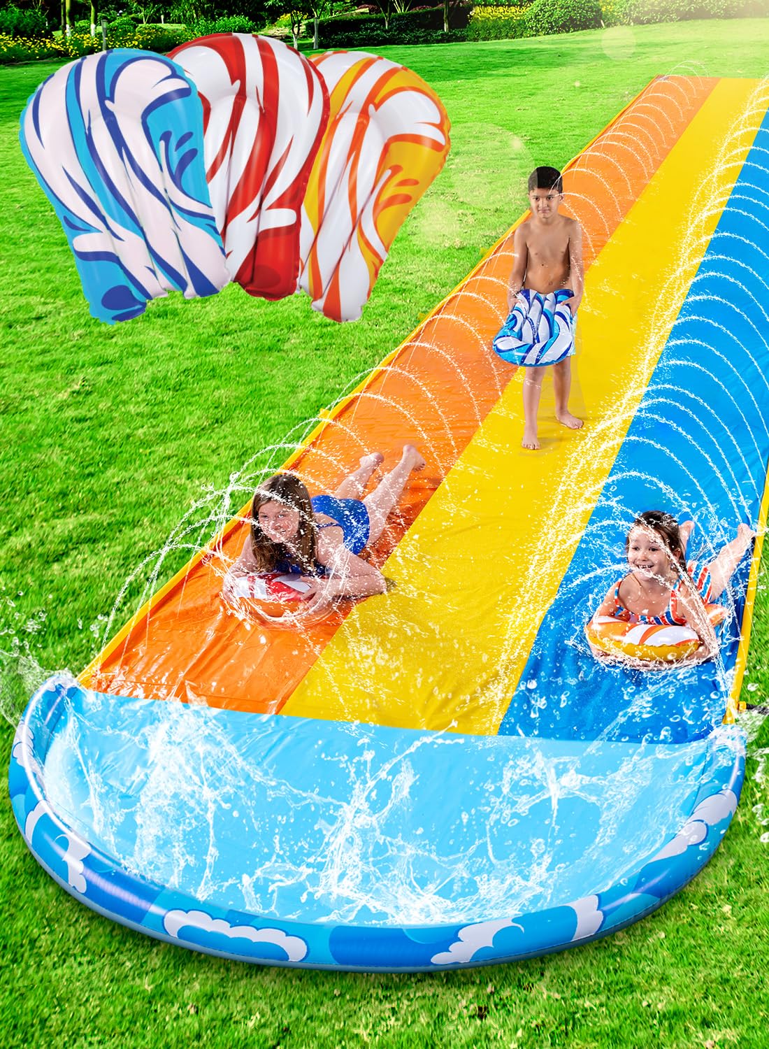 Sloosh Scivolo d'Acqua Triplo con Onde 22,5ft x 84in