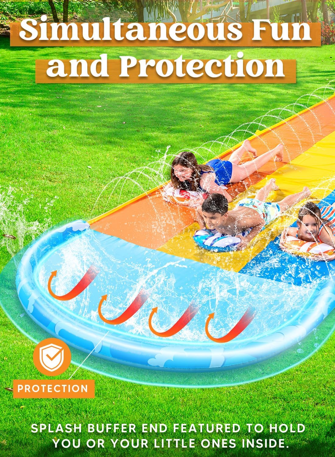 Sloosh Scivolo d'Acqua Triplo con Onde 22,5ft x 84in - immagine 3