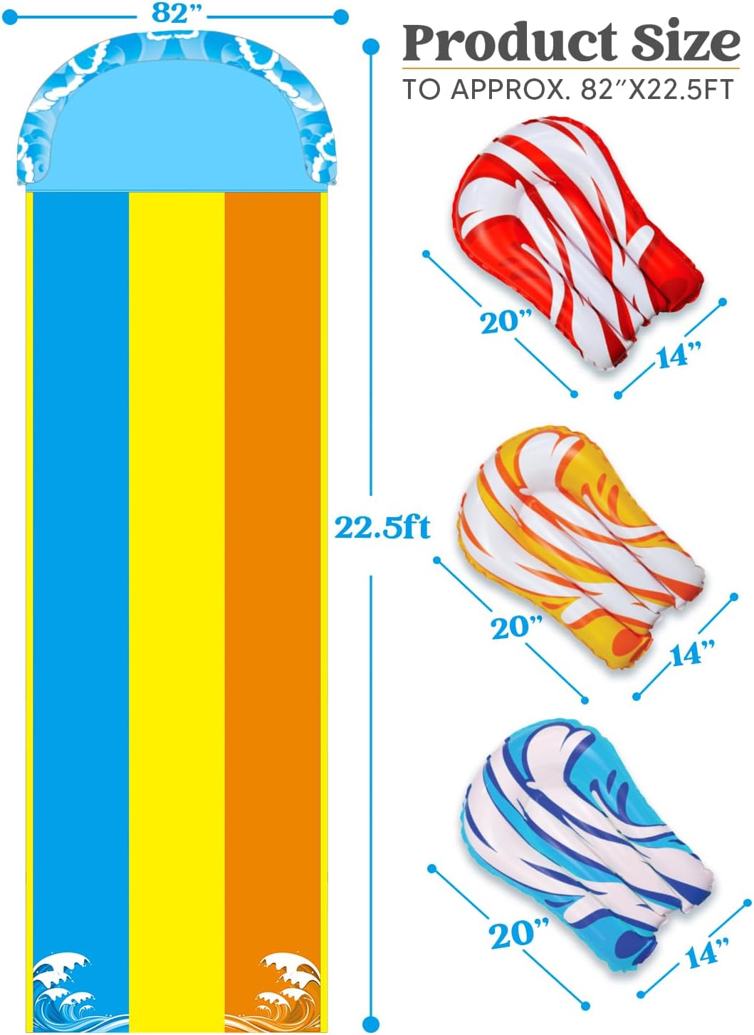 Sloosh Scivolo d'Acqua Triplo con Onde 22,5ft x 84in - immagine 7