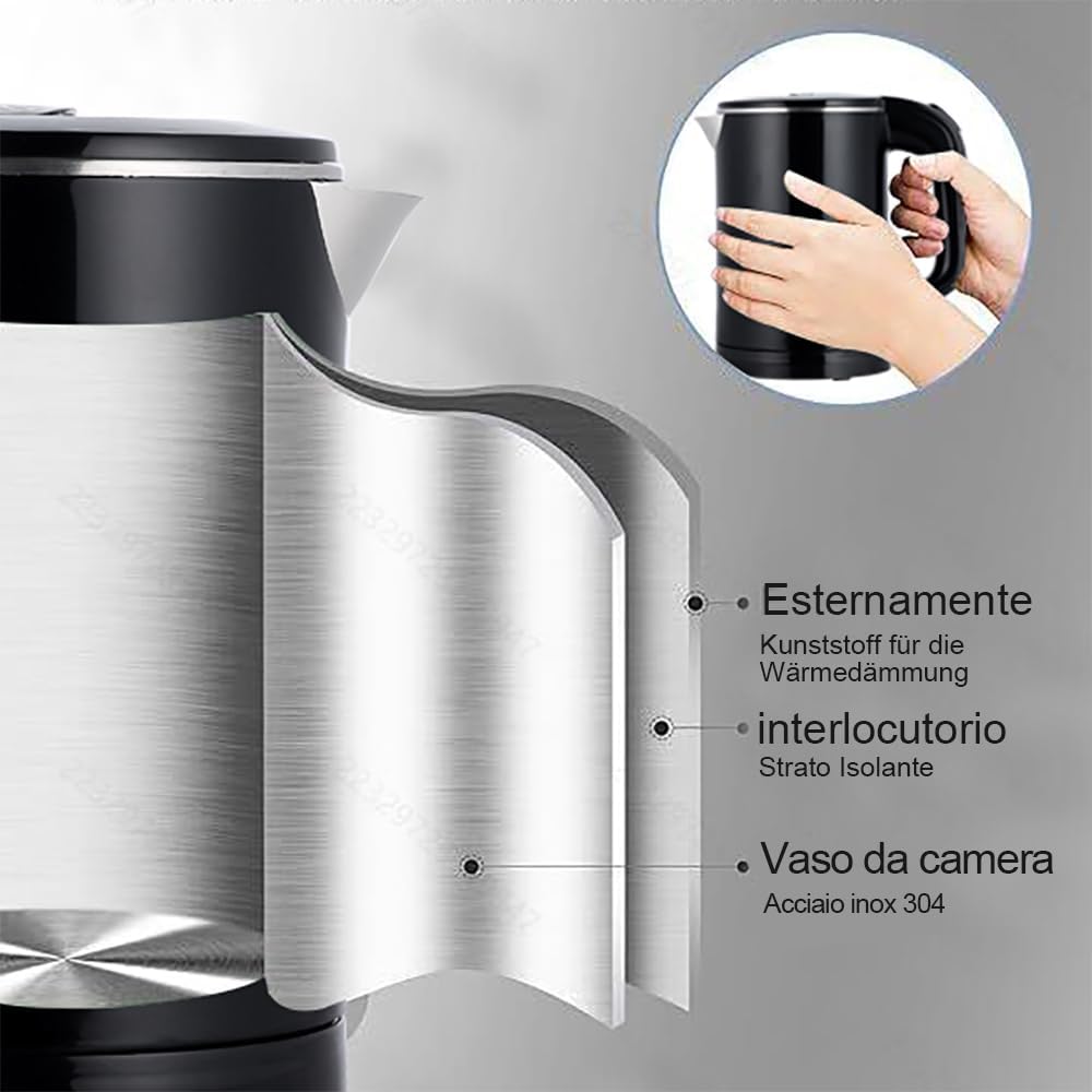 Bollitore da Viaggio 0,6l in Acciaio Inox, Nero - immagine 6