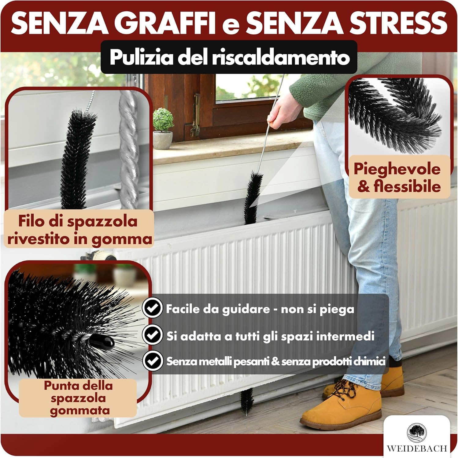 Spazzola Termosifoni Lunga 90cm in Nylon - immagine 2