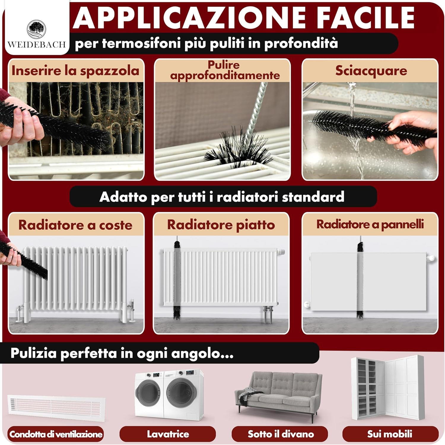 Spazzola Termosifoni Lunga 90cm in Nylon - immagine 3