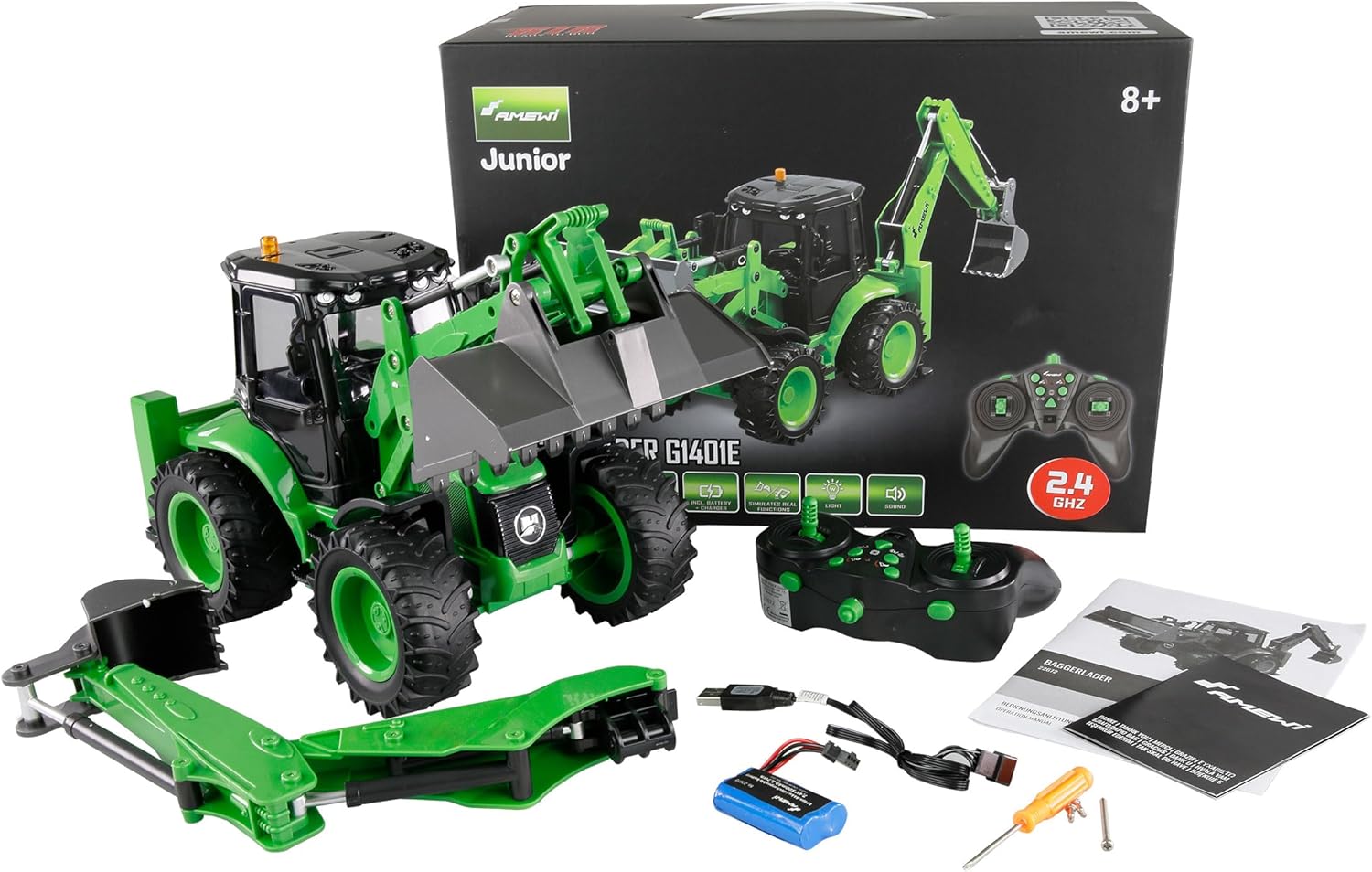 Amewi Terre per Escavatori G1401E 1:14 RTR Verde - immagine 2