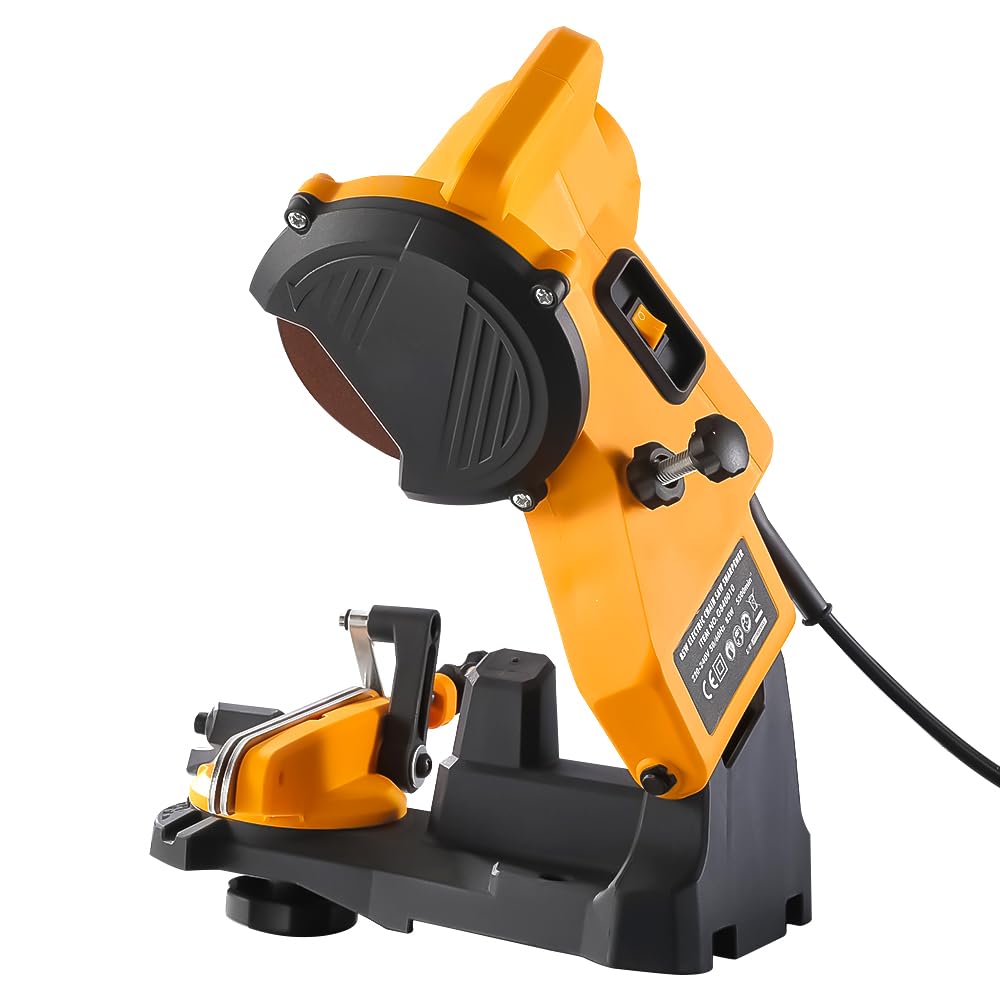 Hoteche Affilacatena da 85 W per motosega 5500 RPM con diametro interno di 23 mm e disco da 108 mm x 3,2 mm, angolo di rettifica a 35 gradi, accessori necessari