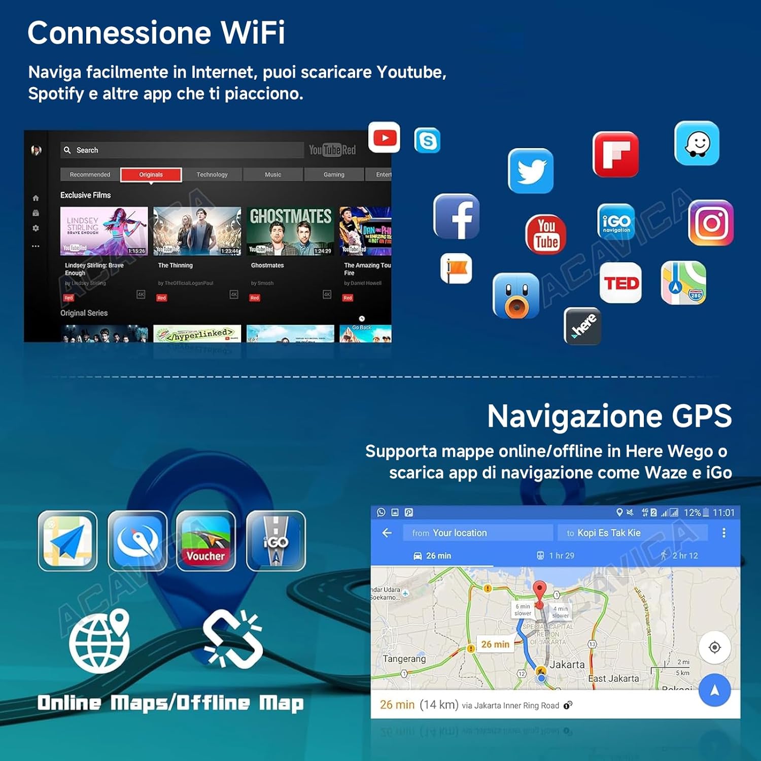 Acavica Autoradio 2+64GB per Jeep Compass (2010-2016) - immagine 7