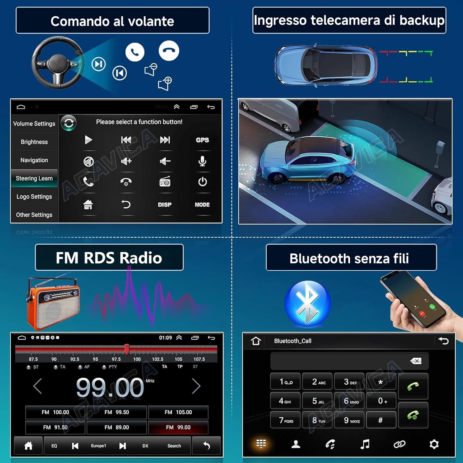 Acavica Autoradio 2+64GB per Jeep Compass (2010-2016) - immagine 8