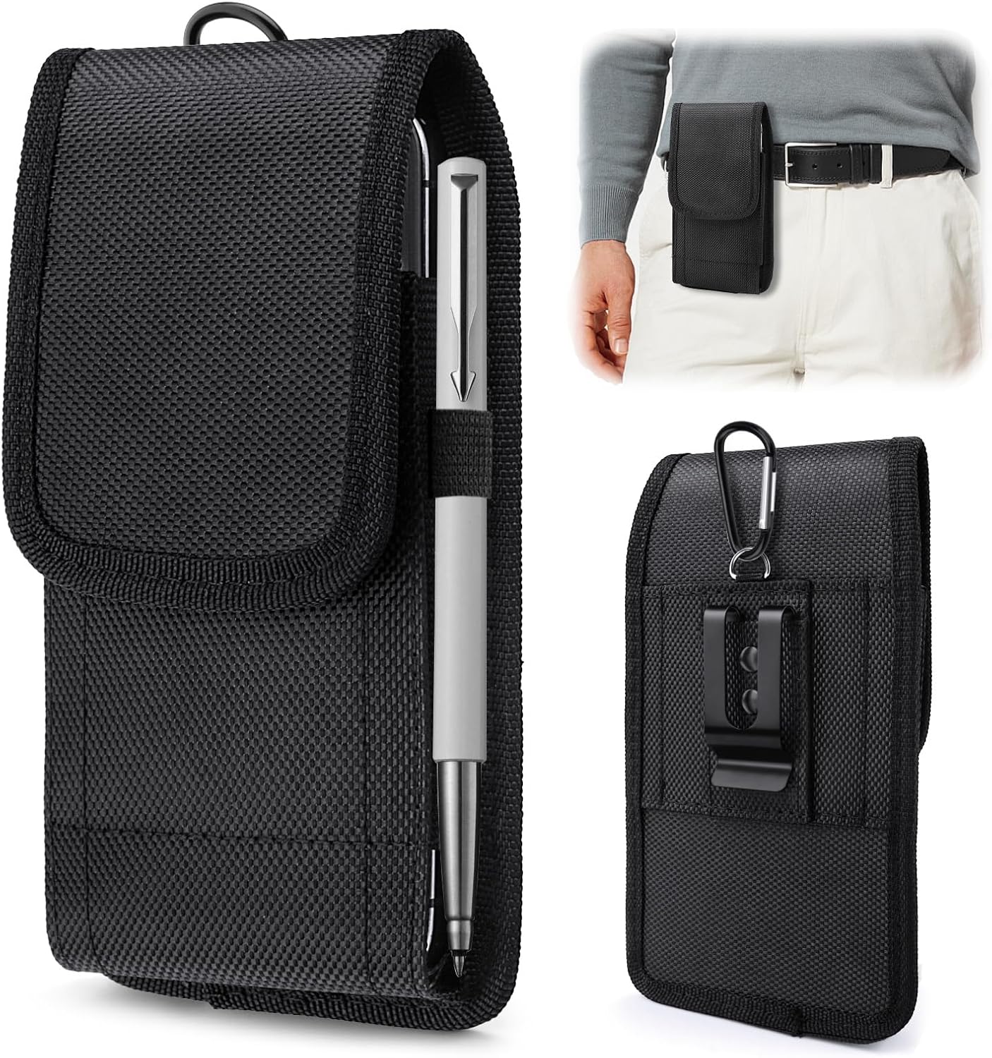 Glasflength Porta Cellulare da Cintura in Nylon, Nero - immagine 1