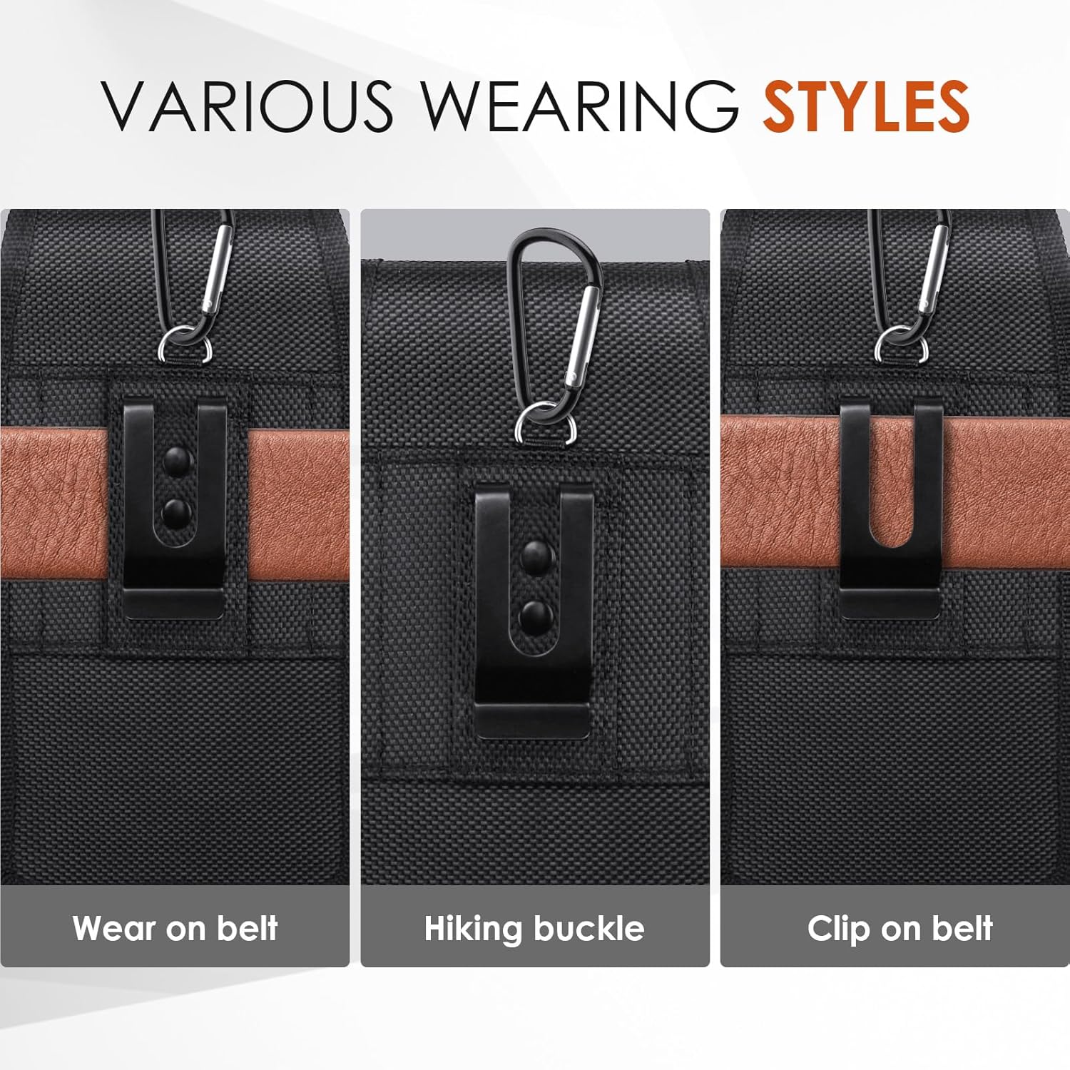 Glasflength Porta Cellulare da Cintura in Nylon, Nero - immagine 4