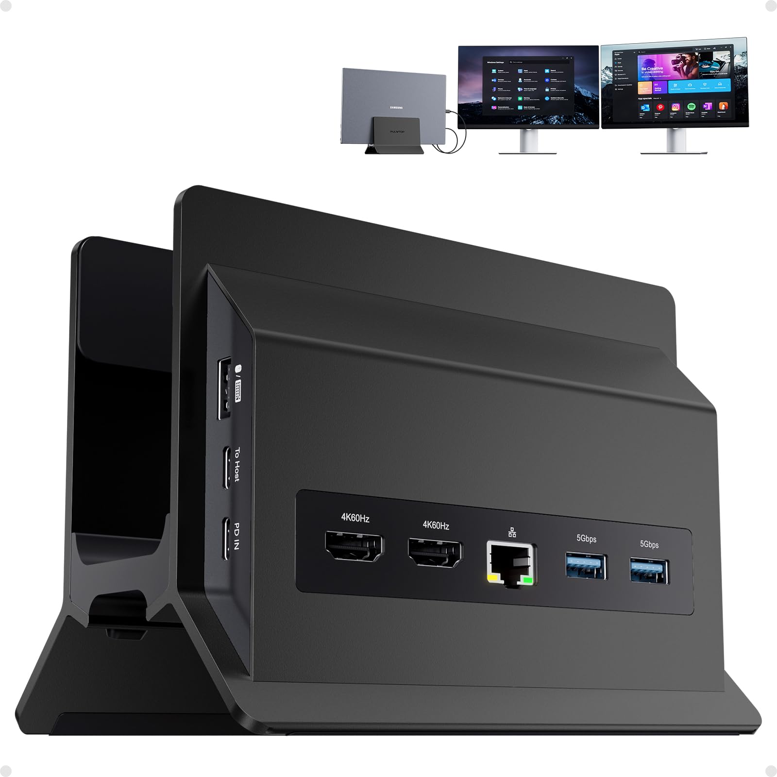Docking Station USB-C 11-in-1 Doppio Monitor, Black